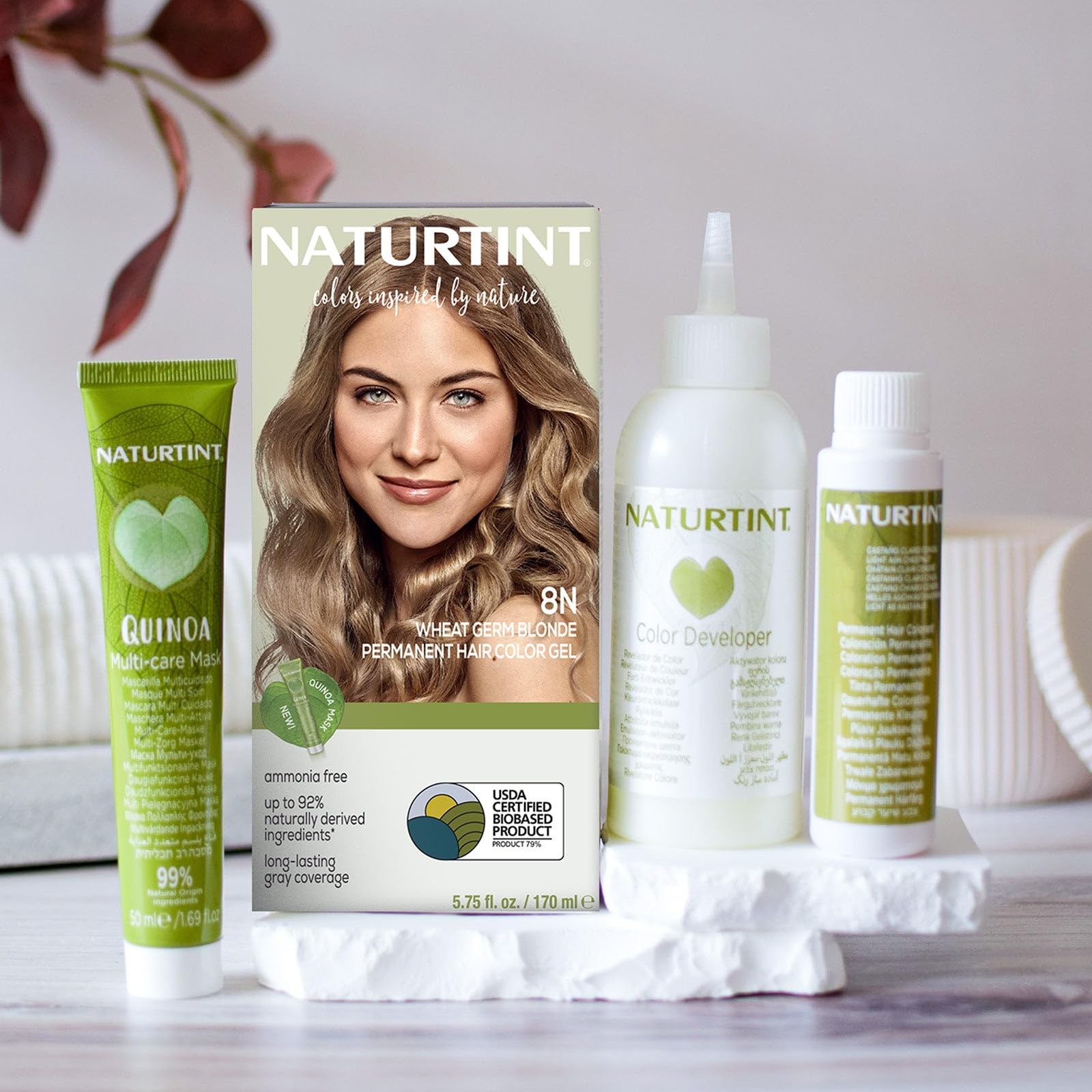Naturtint 8N Wheat Germ Blonde Permanent Hair Color (Pack of 1), Ammonia Free, Vegan, Cruelty Free, up to 100% Gray Coverage, Long Lasting Results (Packaging may vary)