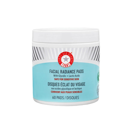 First Aid Beauty Facial Radiance Pads – Daily Exfoliating Pads with AHA (Glycolic + Lactic Acids) that Help Tone & Brighten Skin – Compostable for Daily Use – 60 Pads