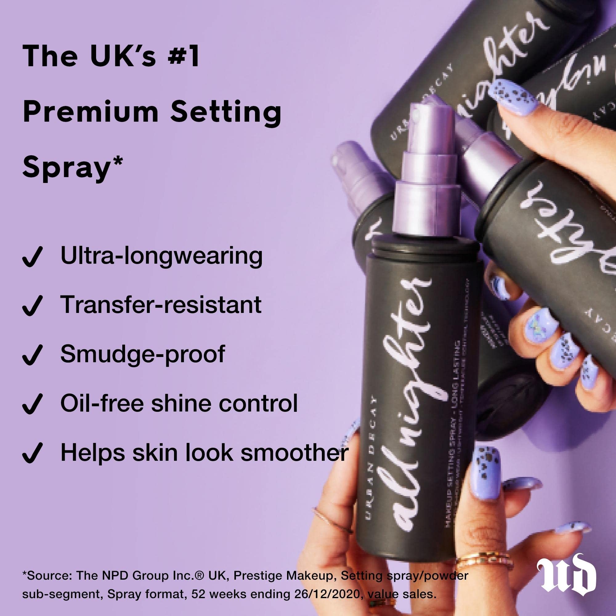 Urban Decay All Nighter Makeup Setting Spray, Long-Lasting Fixing Spray for Face, Up to 16 Hour Wear, Vegan & Oil-free Formula*, 118ml