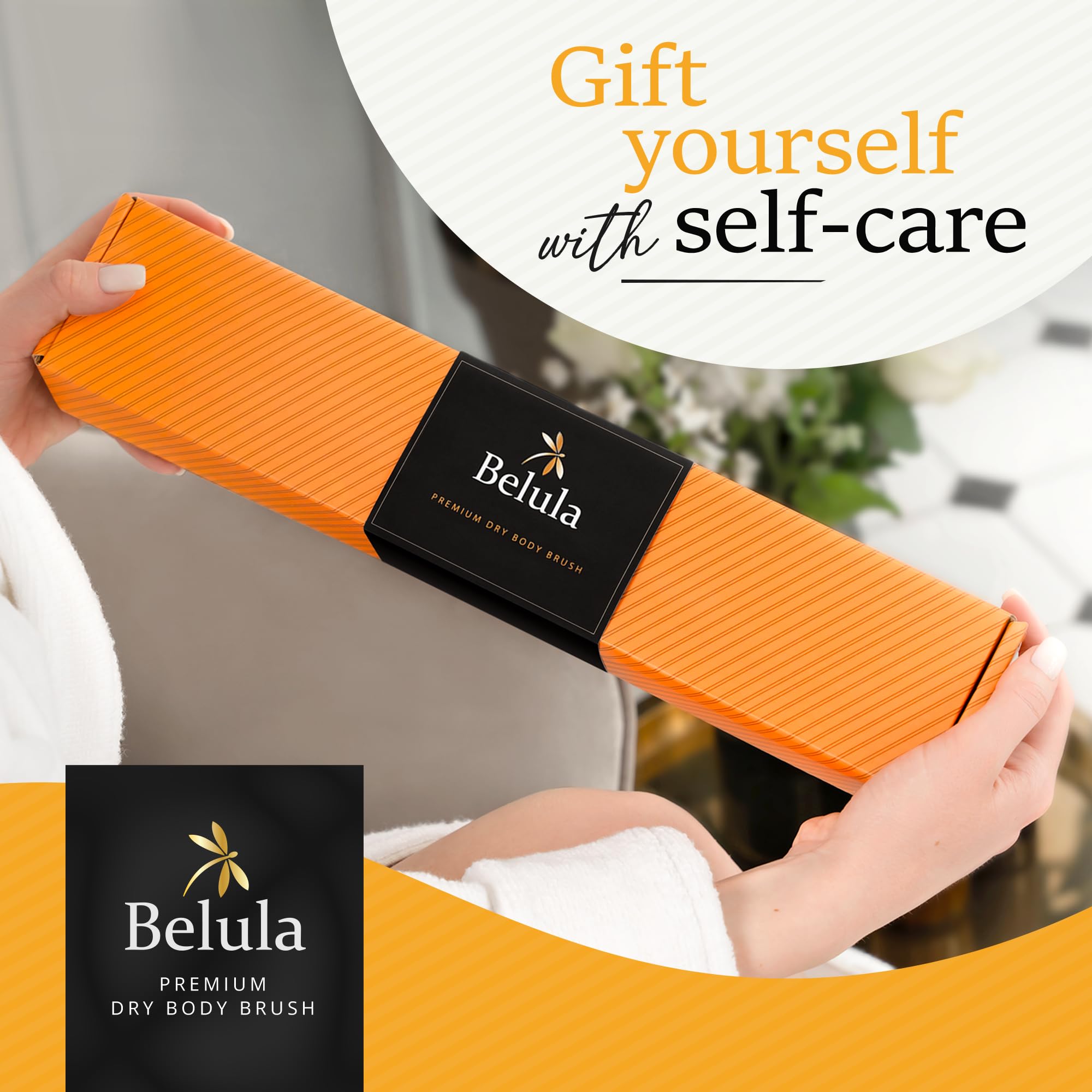 Belula Premium Dry Brushing Body Brush Set- Natural Boar Bristle BodyBrush, Exfoliating FaceBrush & One Pair Bath & Shower Gloves. Free Bag & How to – Great Gift for A Glowing Skin & Healthy Body