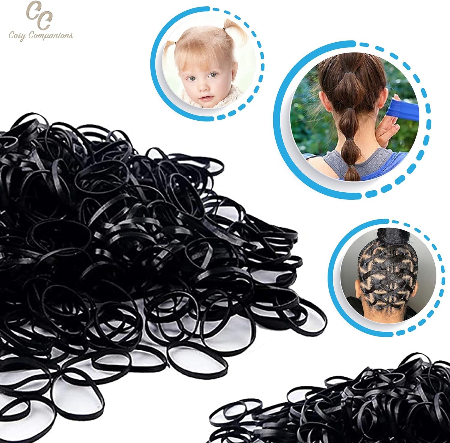 Cosy Companions™ Black Hair Bands 250 Pack