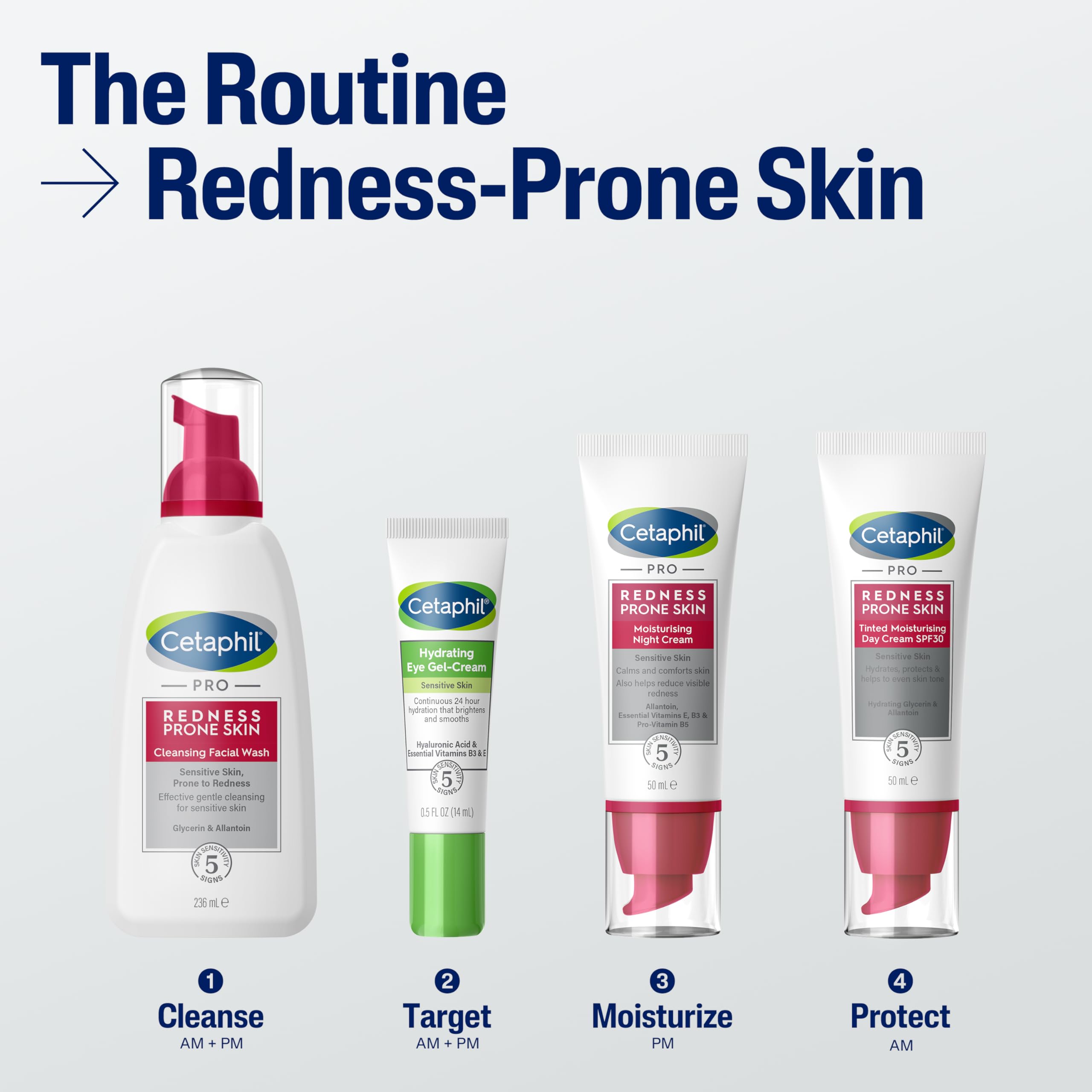 Cetaphil PRO Tinted Moisturising Day Cream SPF 30, 50ml, Face Sun Cream For Sensitive & Redness Prone Skin, Vegan Friendly