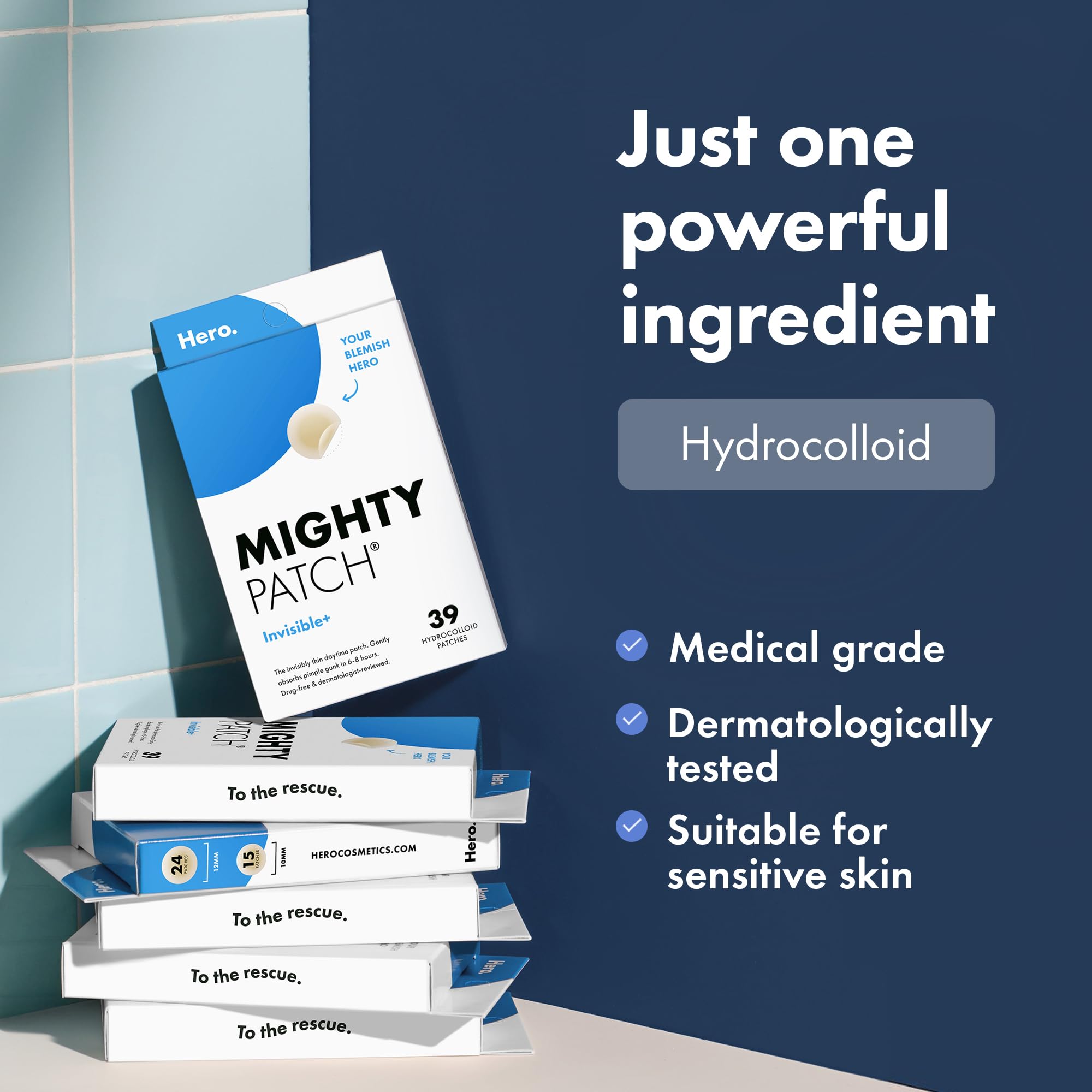 Mighty Patch Invisible+ Spot Patches by Hero Cosmetics, Daytime Acne Treatment, Clear Spot Remover Hydrocolloid Patches, Anti Acne Dots, Spot Treatment Blemish & Pimple Stickers - 39 Pimple Patches