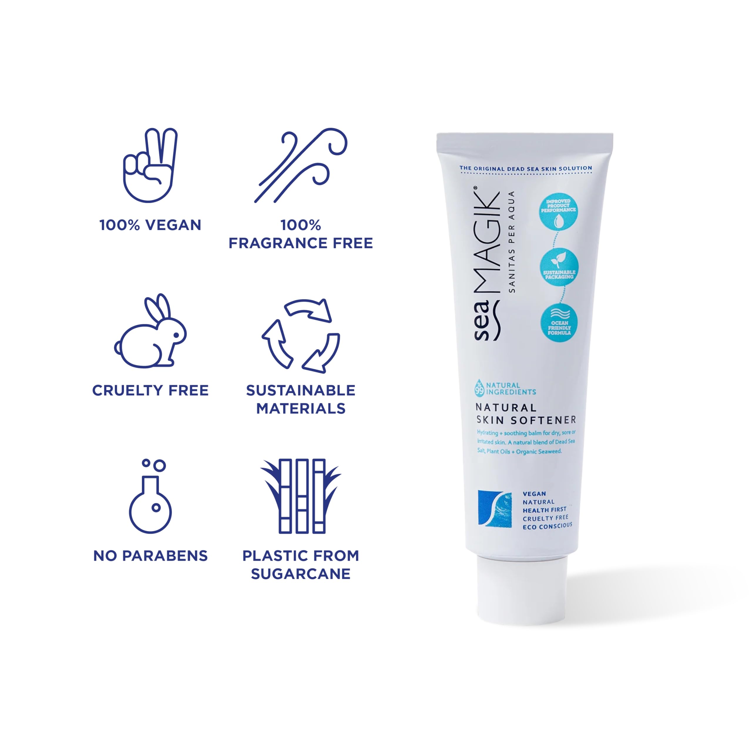 Sea Magik - Face and Body Moisturiser for Dry Skin, Itch Relief Cream, Natural Lotion for Eczema and Psoriasis, Hydrating Dead Sea Salt, Vegan, Cruelty Free (75ml)
