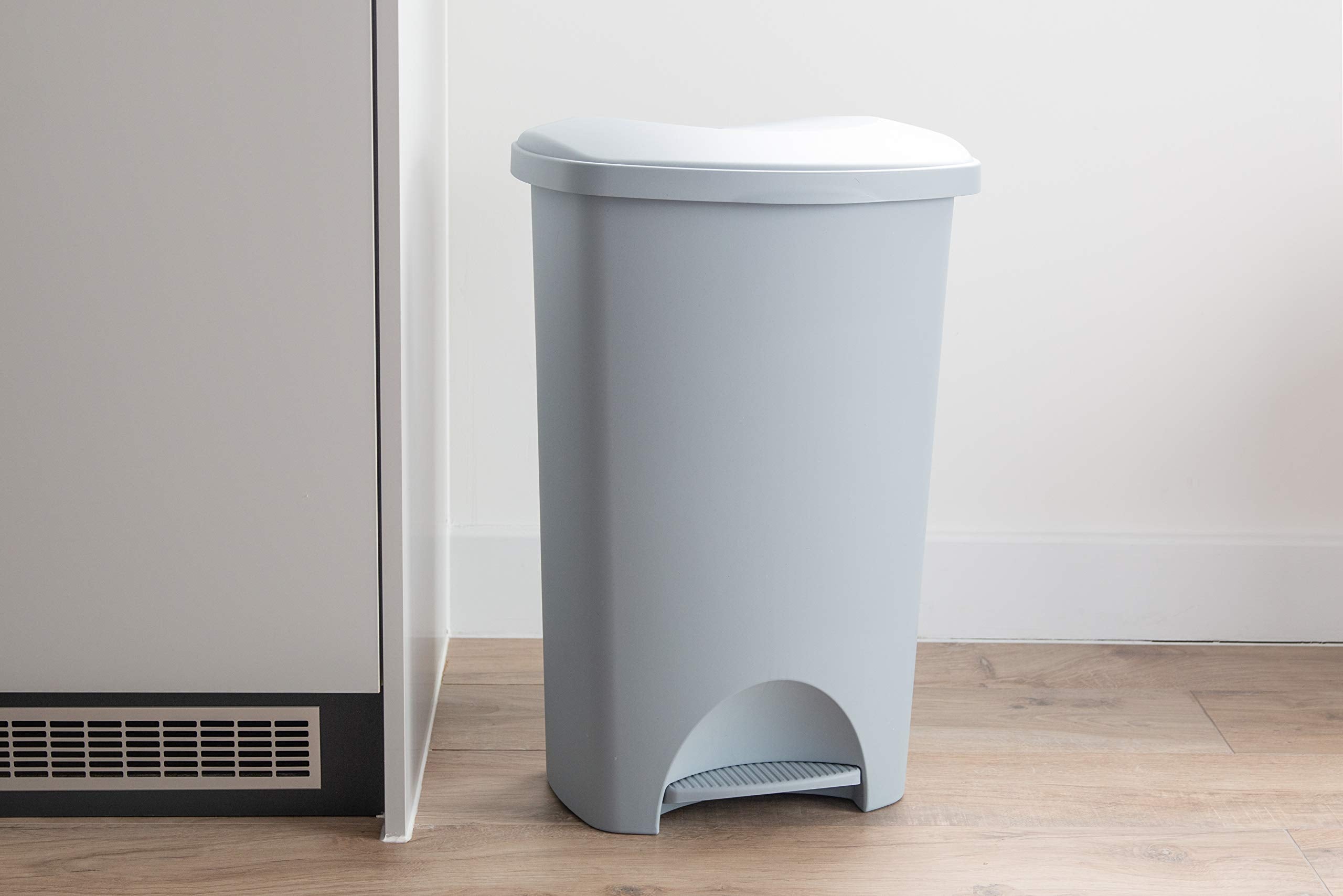 Addis Eco Made from 100% Recycled Plastic Family Kitchen Pedal Bin, 50 Litre, Light Grey