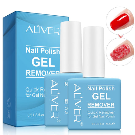 Gel Nail Polish Remover 2 pack, Professional Nail Varnish Remover, Easily & Quickly Remove Soak Off Gel Polish, Doesn't Hurt Nails, for UV Plastic Nails, Acrylic Nails, Natural Nails Blue