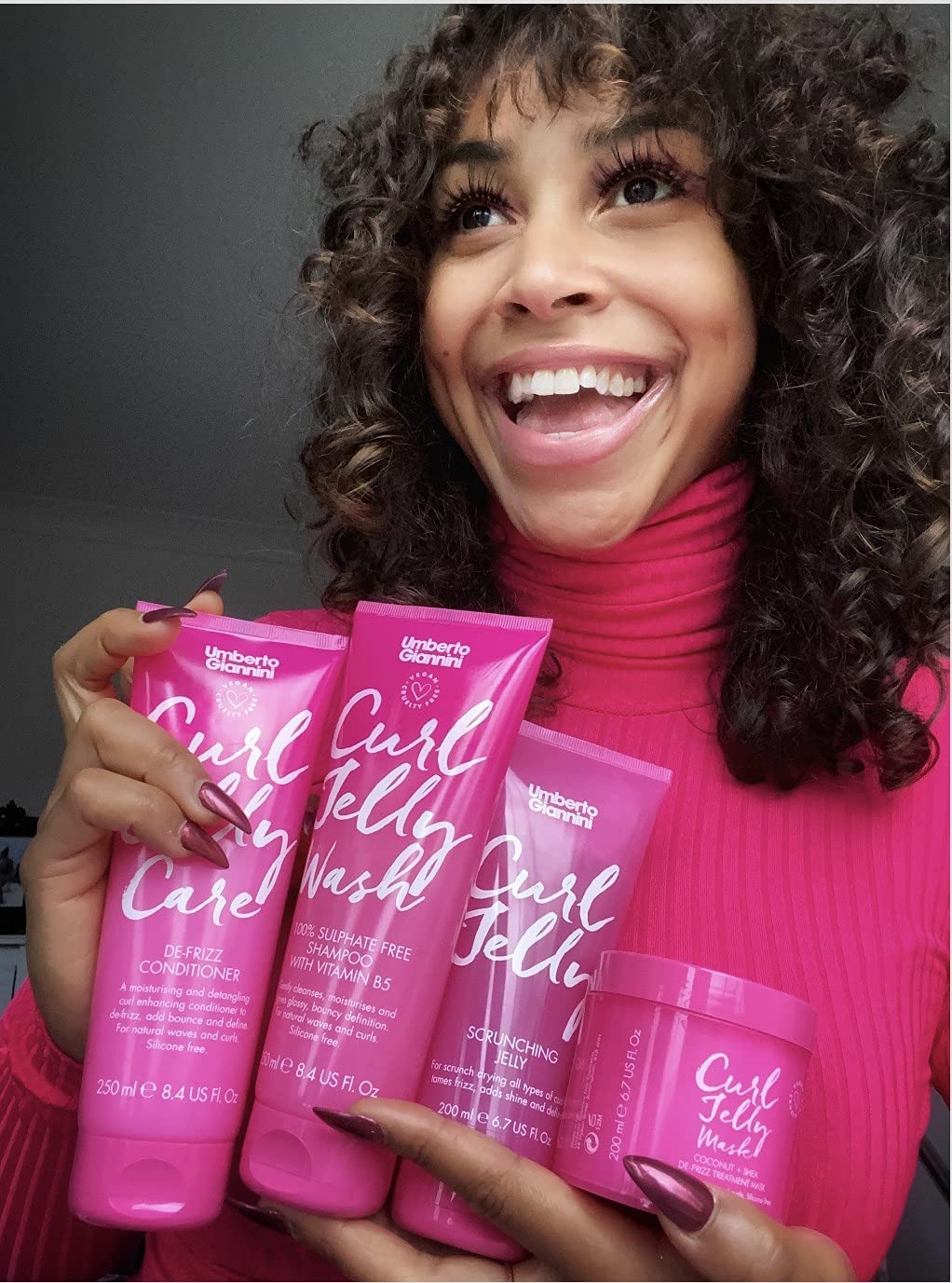 Umberto Giannini Curl Jelly Shampoo & Conditioner - Jelly Wash & Jelly Care - Vegan, Cruelty Free, & Sulfate Free for Curly or Wavy Hair - No Frizz