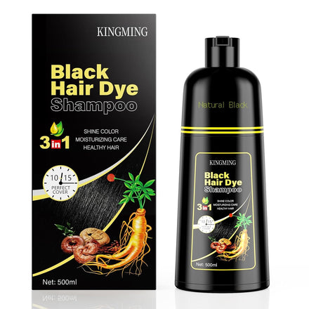Black Hair Dye Shampoo 3 in 1 for Gray Hair, Hair Colour Shampoo for Women Men Grey Coverage (500 ml)