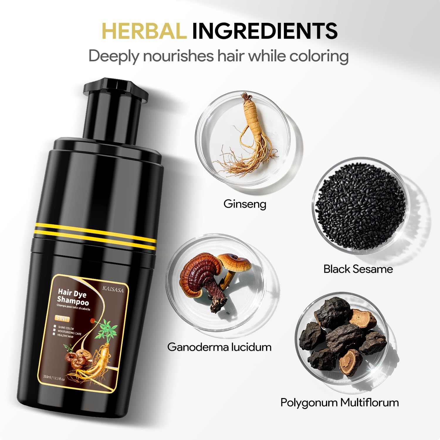 Hair Dye Shampoo for Gray Hair, Hair Colour Shampoo 3 in 1 for Women Men Grey Coverage (Dark Brown)