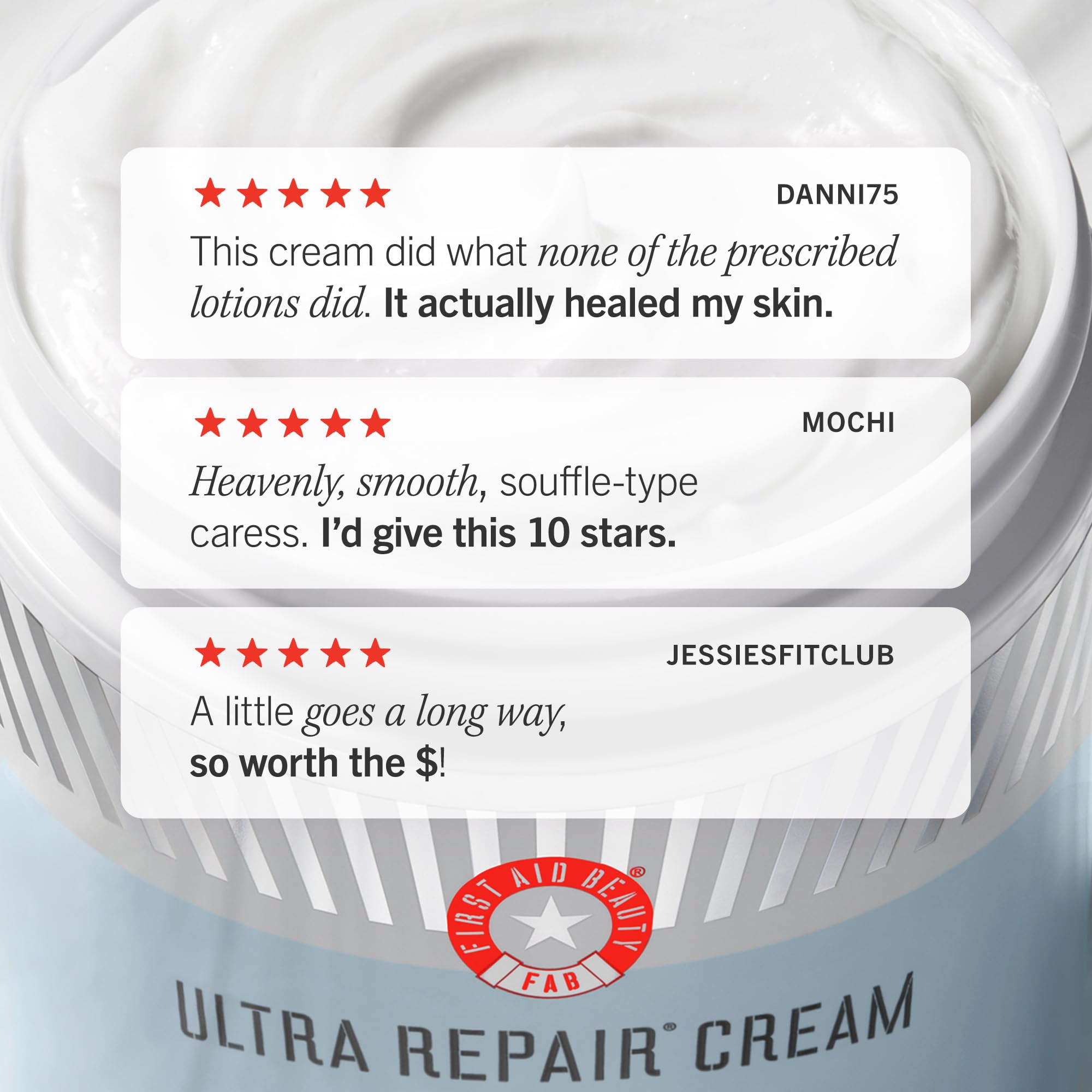 First Aid Beauty - Ultra Repair Cream, Intense Hydration Whipped Colloidal Oatmeal, Clinically Proven to Strengthen Skin Barrier in 7 Days & Helps Relieve Eczema,Luxury Face & Body Moisturiser, 170.1g