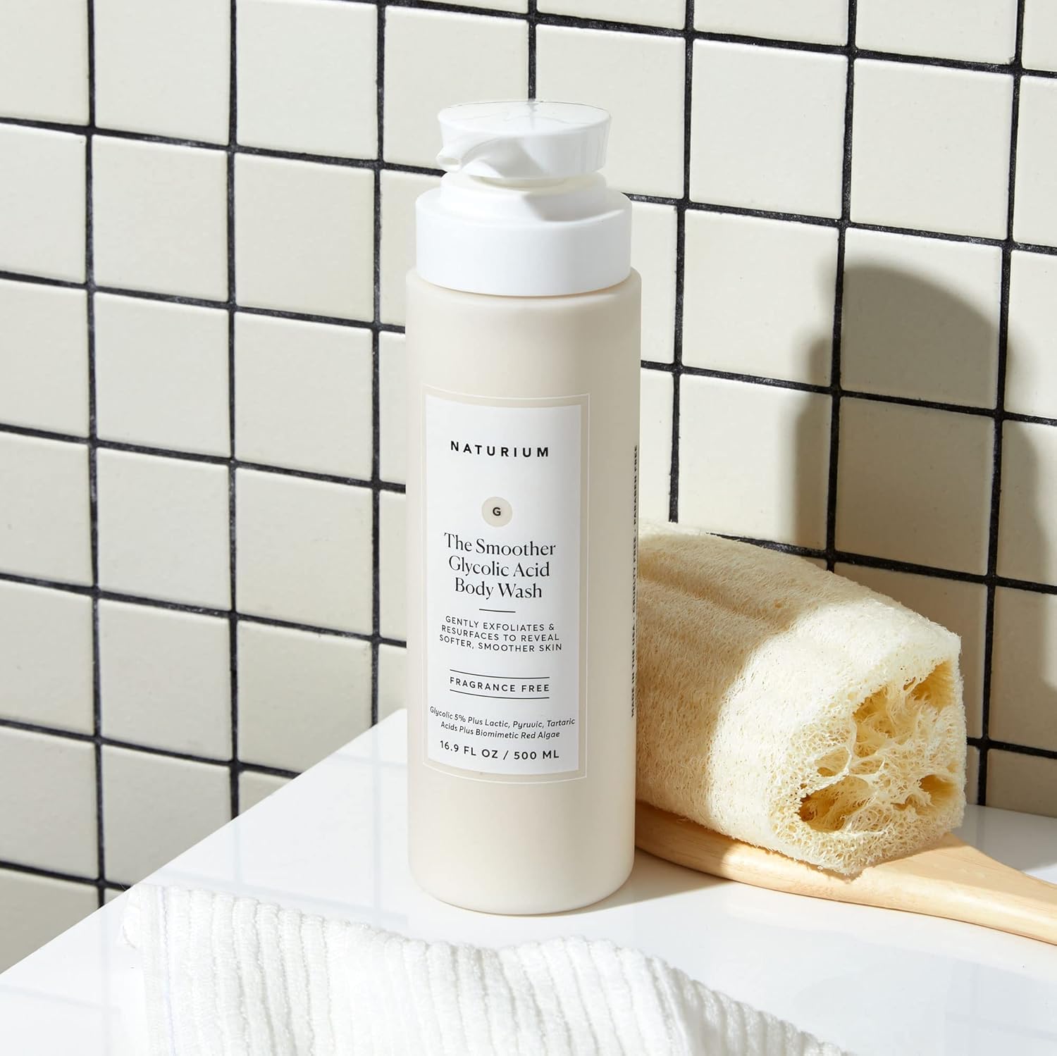 Naturium The Smoother Glycolic Acid Exfoliating Body Wash, Soft & Smoothing Cleanser | 16.9 FL OZ / 500 ML