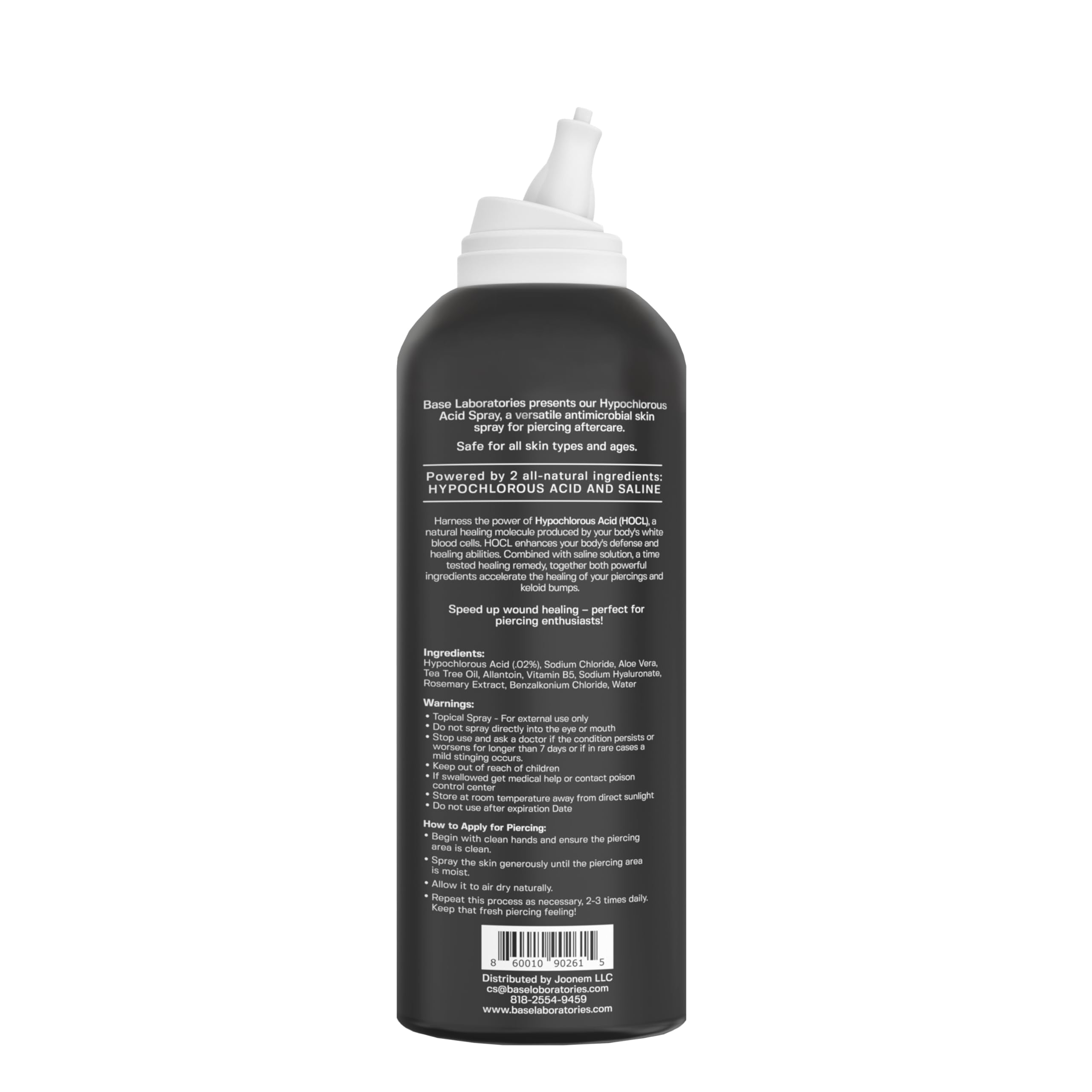 BASE LABORATORIES Piercing Aftercare Hypochlorous Acid Spray 8oz | Piercing Cleaning Solution - Saline Solution Piercing Aftercare for Ear Piercings, Nose, Belly - Piercing Cleaner Solution Pro