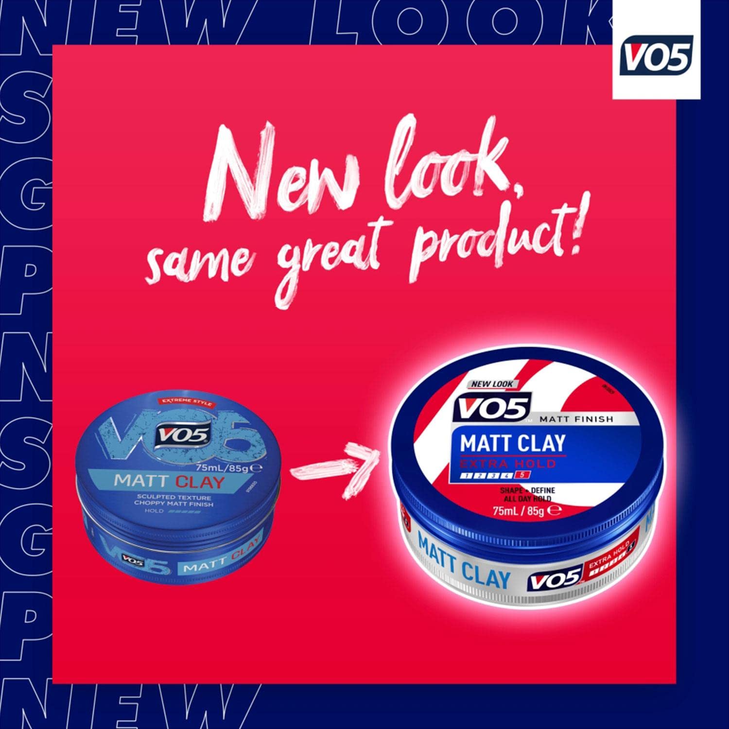 VO5 Extreme Style Matt Clay Extra Hold For Sculpted Texture And Choppy Matt Finish All Day Hold, 75 ml (Pack Of 4)