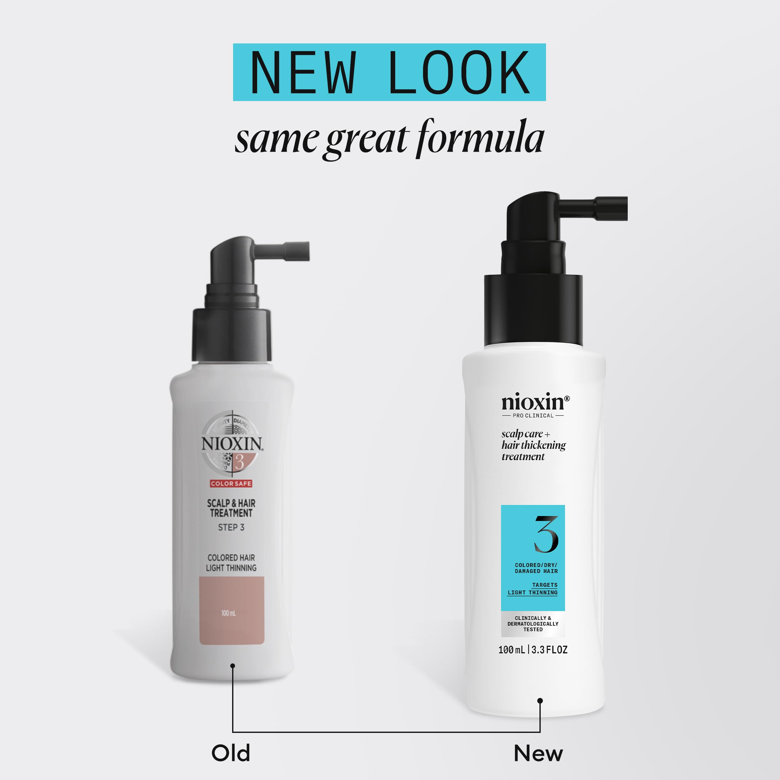 Nioxin System 3 Scalp + Hair Thickening Treatment - Hair Loss Serum for Coloured, Dry and Damaged Hair with Light Thinning - with Niacinamide and Biotin, 100ml