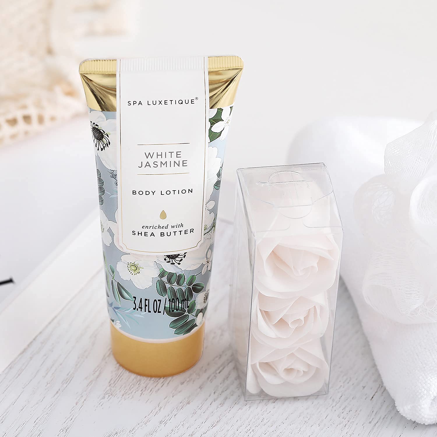 Spa Luxetique Spa Gift Set,Pamper Gift Sets for Women, 8pcs Jasmine Bath Gifts Sets with Essential Oil,Body Lotion,Bath Bombs,Mum Gifts, Mothers Day Gifts Birthday Gifts for Women Valentines Gifts