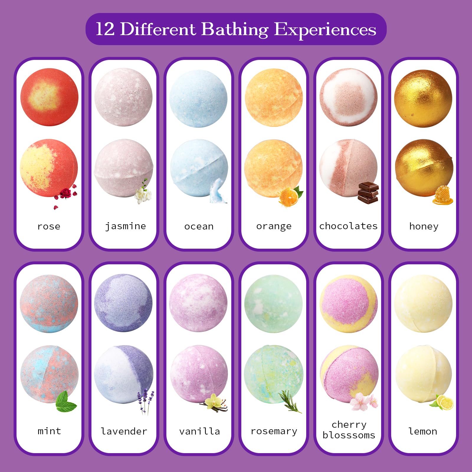 Fafamara 24pcs Bath Bombs Gift Set, Organic and All Natural Ingredients Bubble Bath Bombs Fizzes Spa