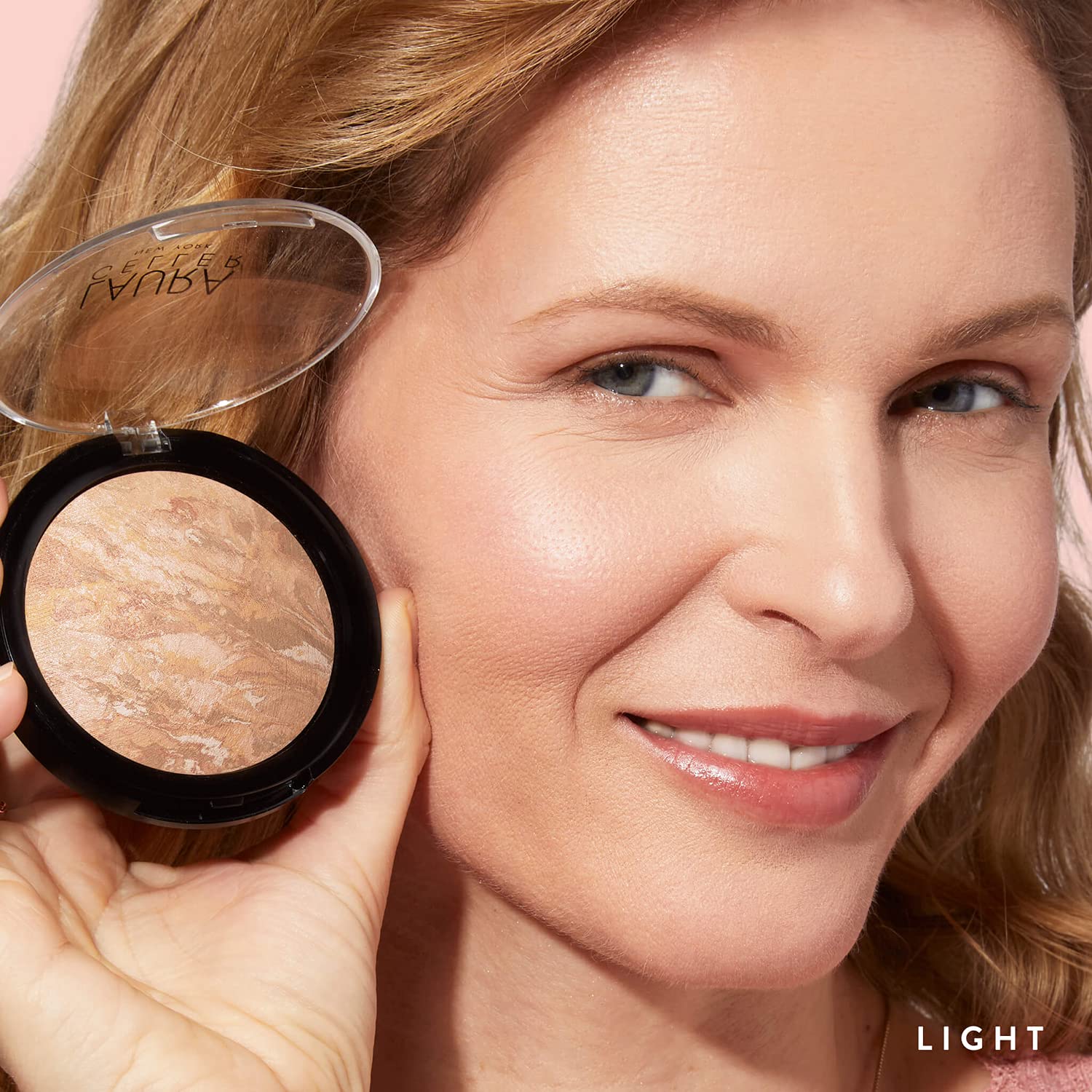 LAURA GELLER Baked Balance-n-Glow Illuminating Powder Foundation (Light) Buildable Sheer to Light Coverage with Satin Finish