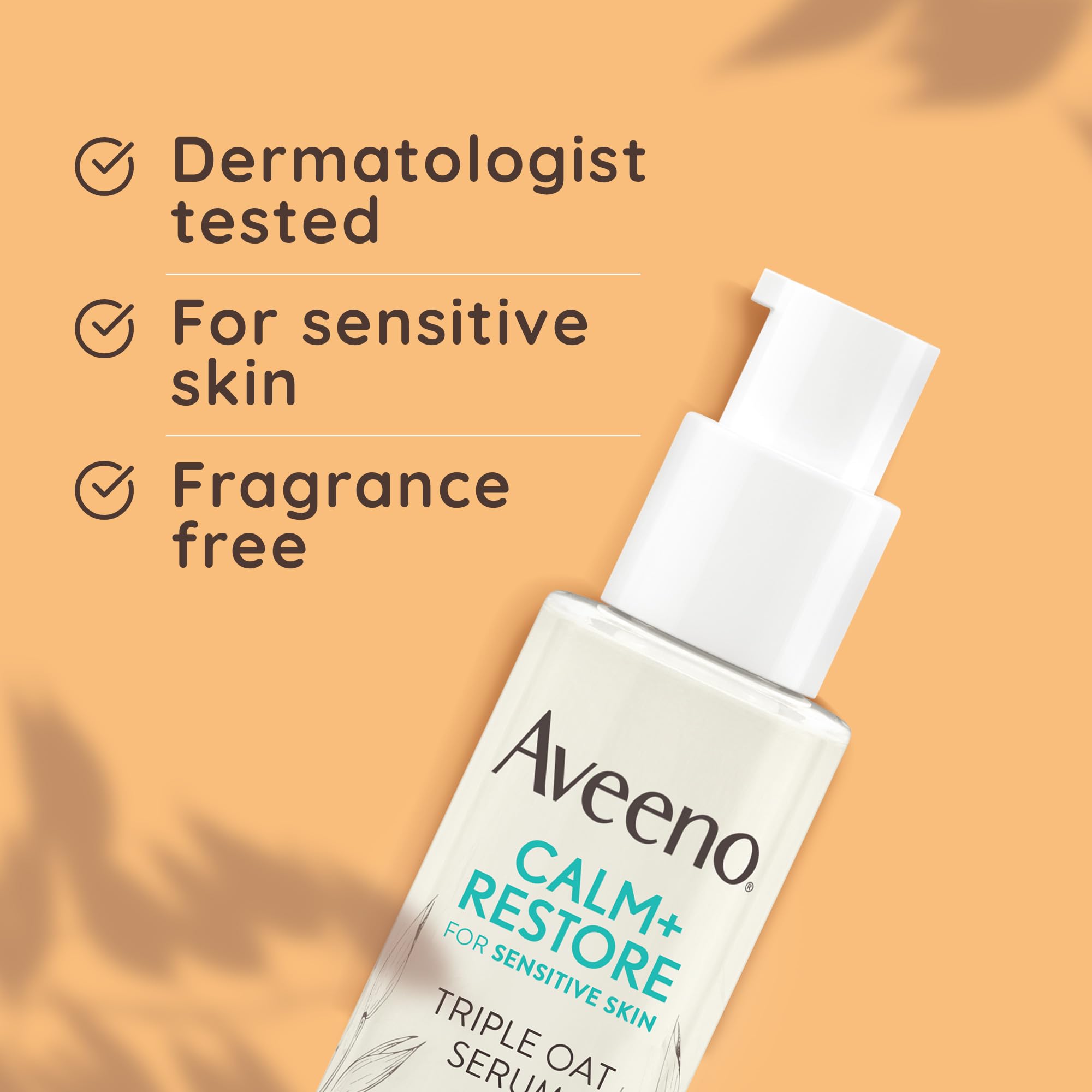Aveeno Siero viso CALM+RESTORE® triplo avena, idratante 24 ore su 24, per pelli sensibili, con triplo complesso di avena e febbre calmante, senza profumo, 30 ml