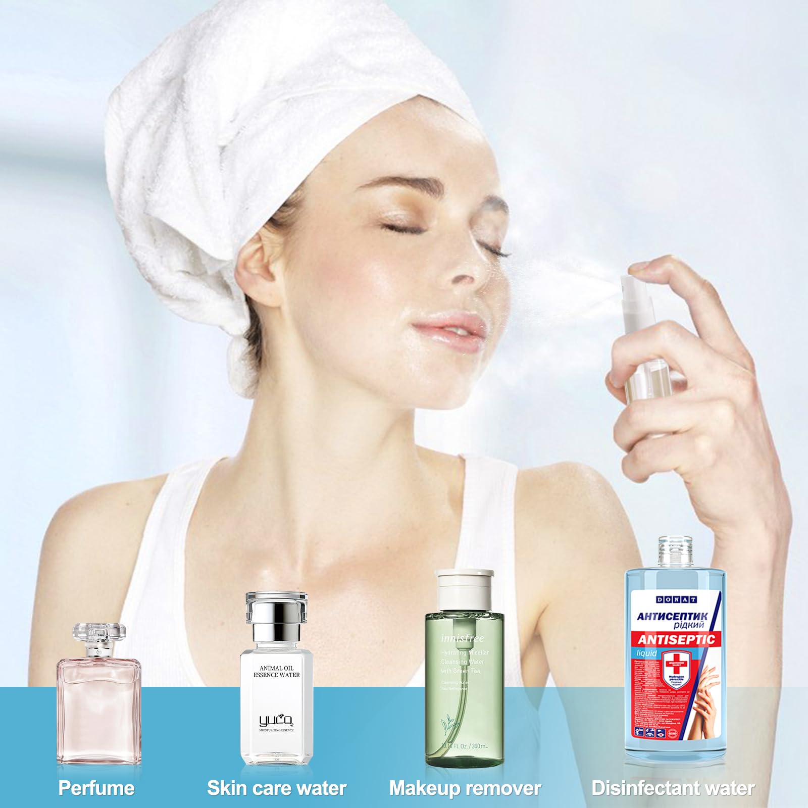 Redamancy 4 Pieces 20 ml Empty Spray Bottle, Small Spray, Spray Bottle, Transparent Plastic Spray Bottle, Portable Refillable Bottle for Liquid Travel Cosmetic, B20HSPWP
