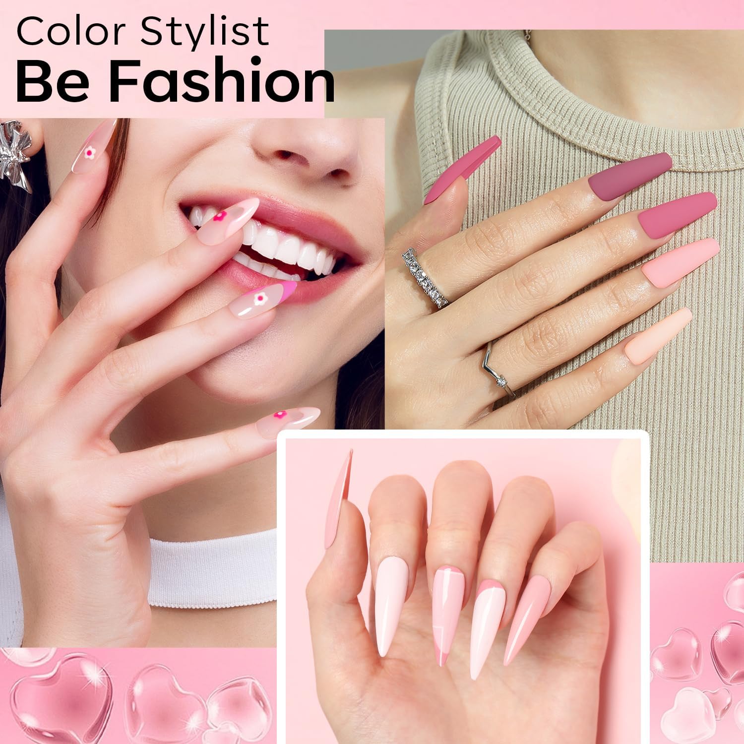 Modelones Gel Nail Kit with 48W Lamp - 12 Colors Pink Gel Nail Polish Set with Lamp Starter Kit, UV LED Nail Lamp, Glossy & Matte Top and Base Coat, Manicure Tools for Beginner DIY at Home