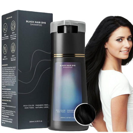 Polar Hair Dye Shampoo,Hair Dye Sham-poo,Instant Ha-ir Dy-es Shampoo,Ha-ir Colour Sham-poo Care,3 In 1 Instant Hairs D-ye Sham-poos,Easy to Use Shampoos D-ye,Colour Shampoos to Cover Grey Hairs,Black