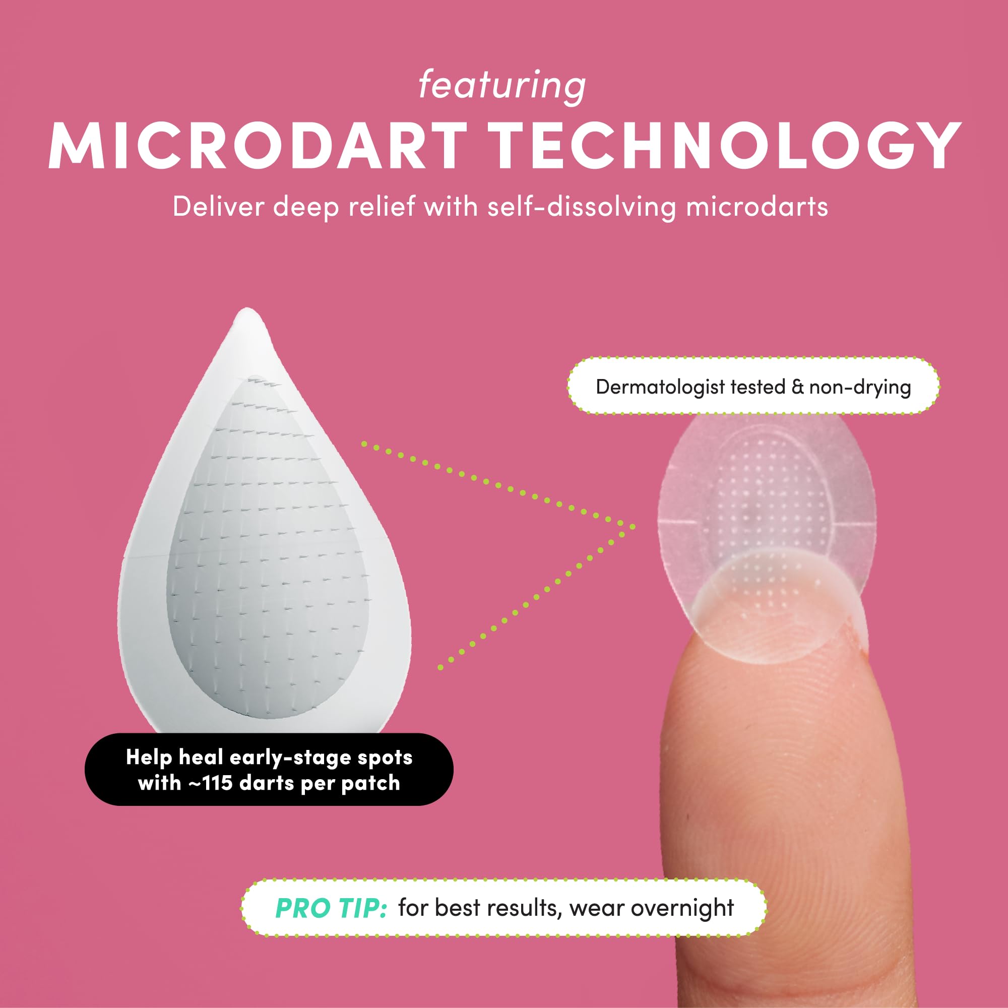 Dots for Spots Pimple Patches with Microdarts - Includes Active Ingredients Niacinamide, Hyaluronic Acid & Salicylic Acid for Maximum Effectiveness - Reduces Redness and Dark Spots (9 count)