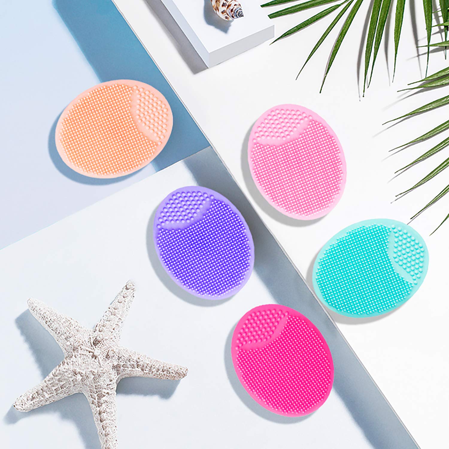 HieerBus Soft Silicone Face Scrubber,Facial Cleansing Brush,Facial Exfoliation Scrub for Massage Pore Cleansing Blackhead Removing Deep Scrubbing for All Kinds of Skins (2ed-White + Grey)