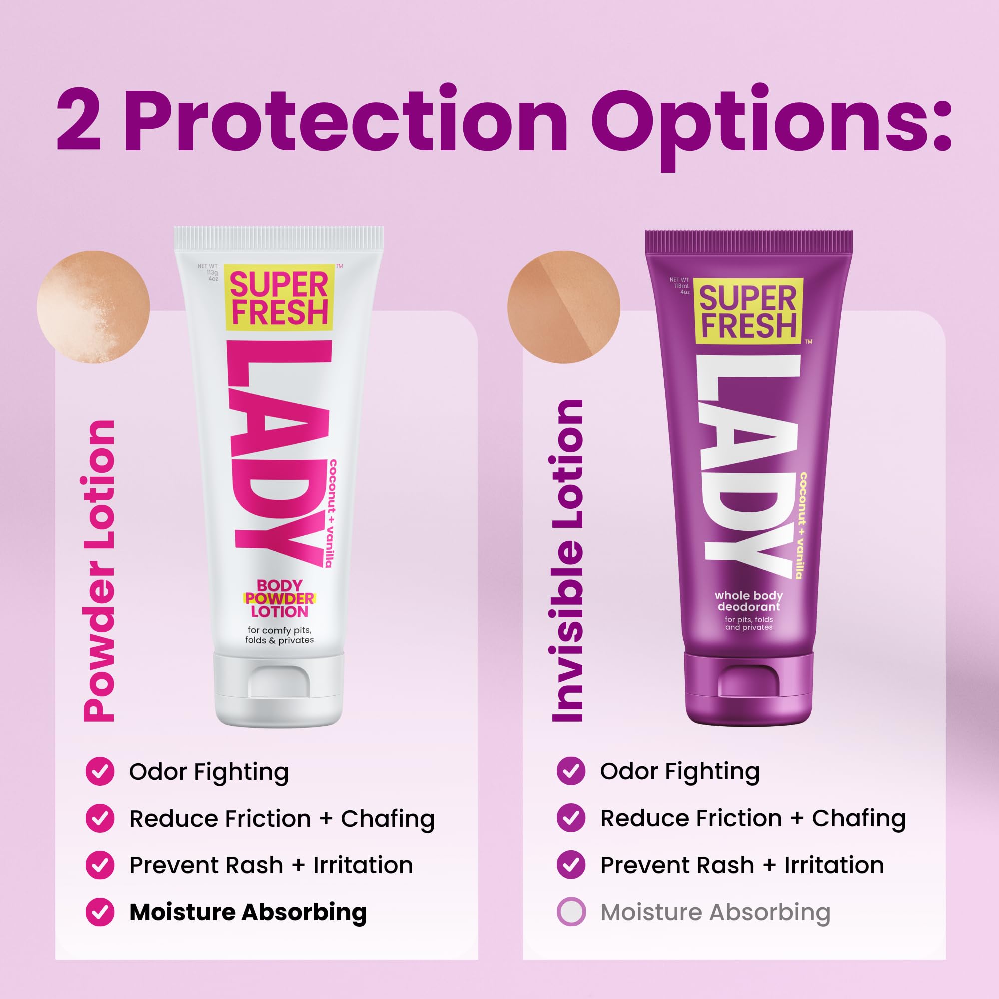 Super Fresh Lady Whole Body Deodorant For Women | For Privates, Body & Skinfolds | Stop Odor Stay Fresh | Aluminum Free Feminine Hygiene | Coconut + Vanilla | 4oz