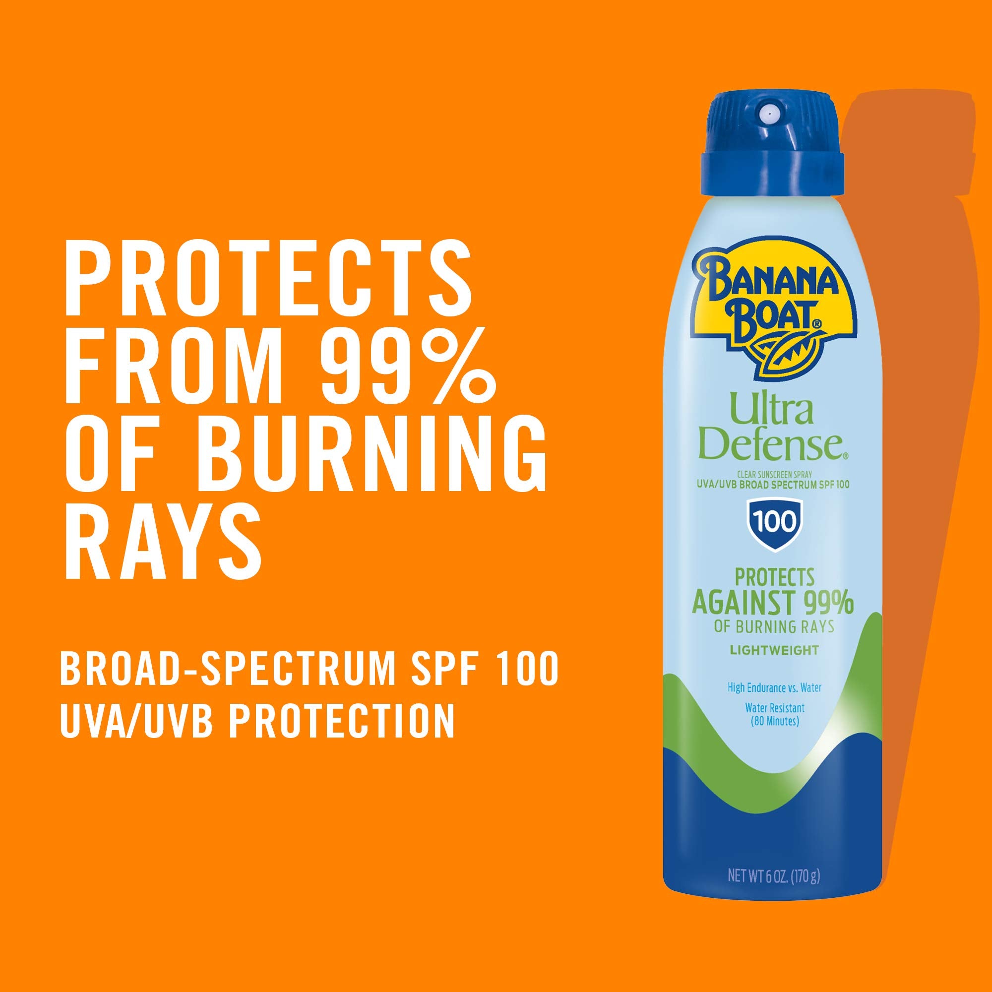 Banana Boat Sunscreen Ultra Defense MAX Skin Protect Ultra Mist Broad Spectrum Sun Care Sunscreen Spray - SPF 100, 6 Ounce