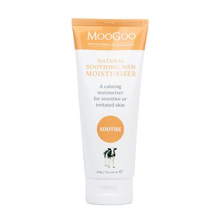 MooGoo Soothing MSM Moisturiser - Calming Face & Body Moisturiser for Sensitive, Red or Sunburnt, Irritated Skin Including Eczema, Psoriasis & Rosacea 200g / 7oz.