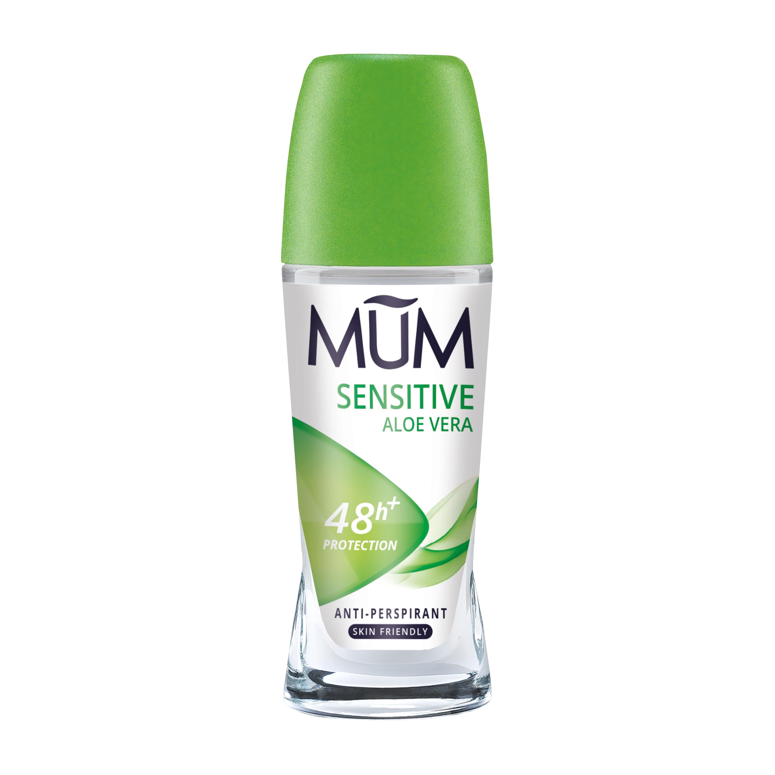 Mum Sensitive Aloe Vera Roll On Deodorant, 48 Hours Plus Protection, Alcohol Free for Sensitive Skin Womens Mens Deodorant, Anti-Perspirant, Vegan, Sustainable Glass Bottle, 50 ml, Pack of 6