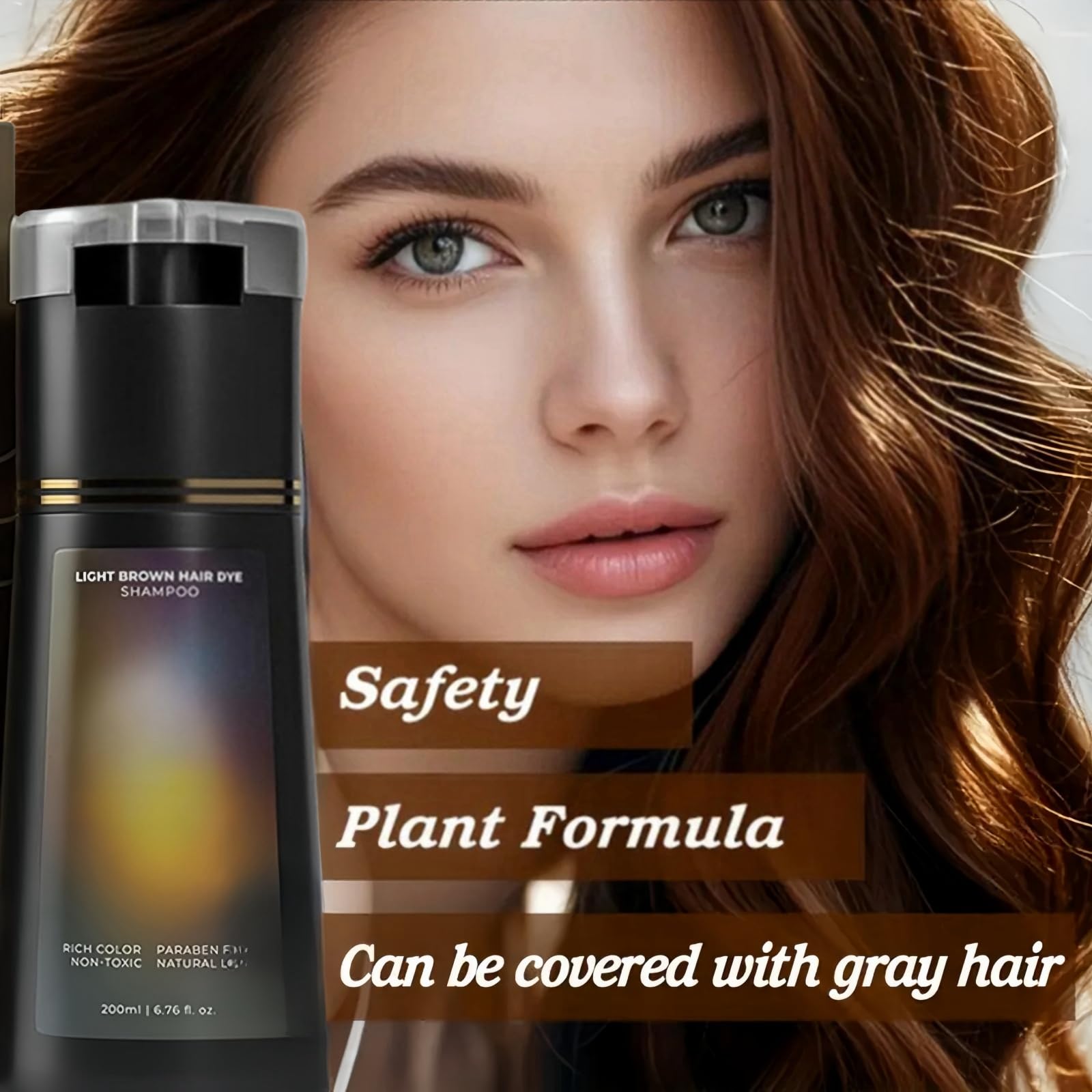 Polar Hair Dye Shampoo,3 in 1 Shampoo for Color Treated Hair,Brown Hair Dye,Natural Plant Hair Dy/e Sham/poo,Pol/ar Hair Care,Ha/ir Care Instant Dye Sham/poo,Ha/ir Dye Pure Plant Extract(Light Brown)