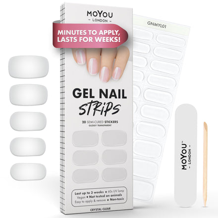 MOYOU LONDON Semi Cured Gel Nail Strips - 20 Pcs. Nail Wraps for Salon-Quality Manicure - Works with Any UV Lamp - Easy to Apply, Trim, & Remove Gel Stickers