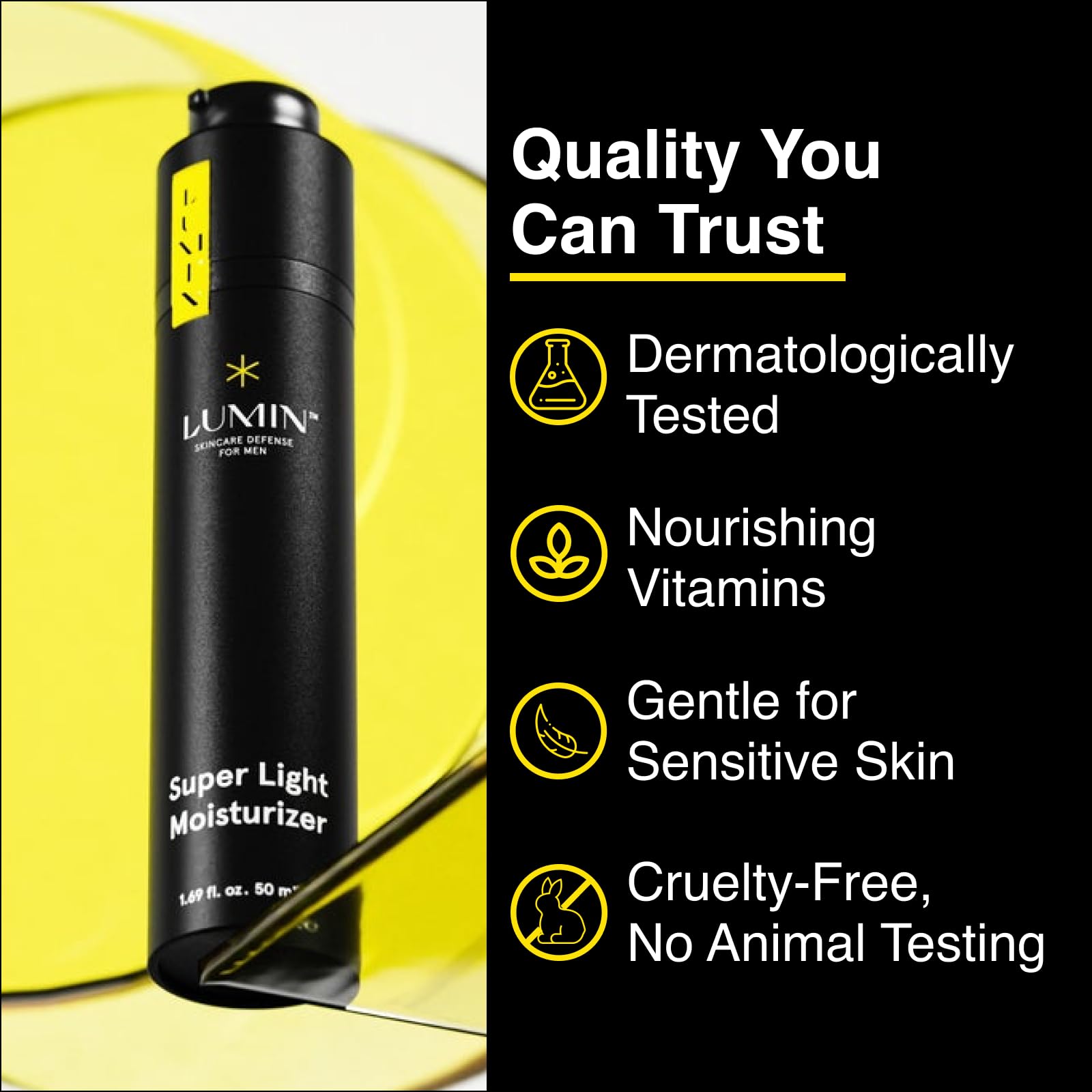 Lumin - Super Light Moisturiser Men - Skin Care for Men, Ideal for Control Oily Skin, Reduce Appearance of Fine Lines, Boost Hydration With Hyaluronic Acid, Daily Use, 50ml