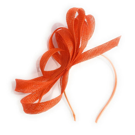 Caprilite Vegan Sinamay Fascinator Headband Wedding Hoop Ladies Day Ascot Races (Orange)