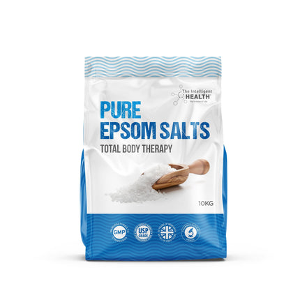 Intelligent Health Pure Epsom Salts 10kg, Total Body Therapy, 100% Pure Premium Quality Magnesium Sulphate Traditional Bath Soak, Fine 1.4mm Easily Dissolvable Grain Size, Vegan Friendly