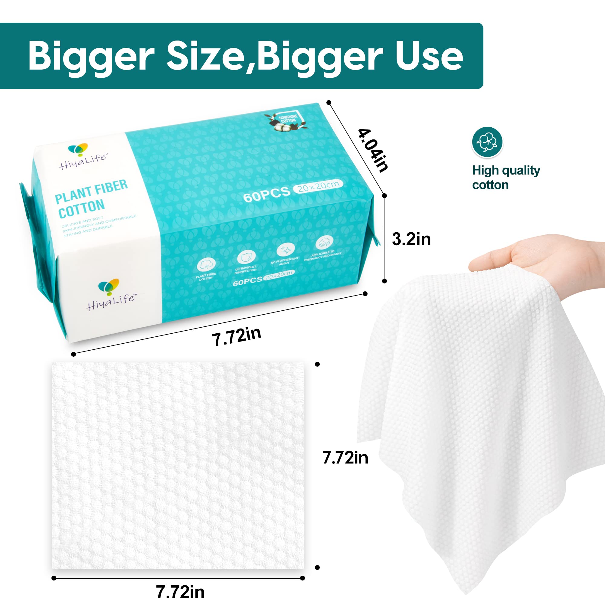 Disposable Dry Wipes for Adult Personal Care, Large, Softer & Thicker Wet and Dry Use, Makeup Remover Wipes Multipack, Biodegradable, Chemical-Free, Sensitive Skin, Travel Wipes (Pack of 1-180 Pieces)