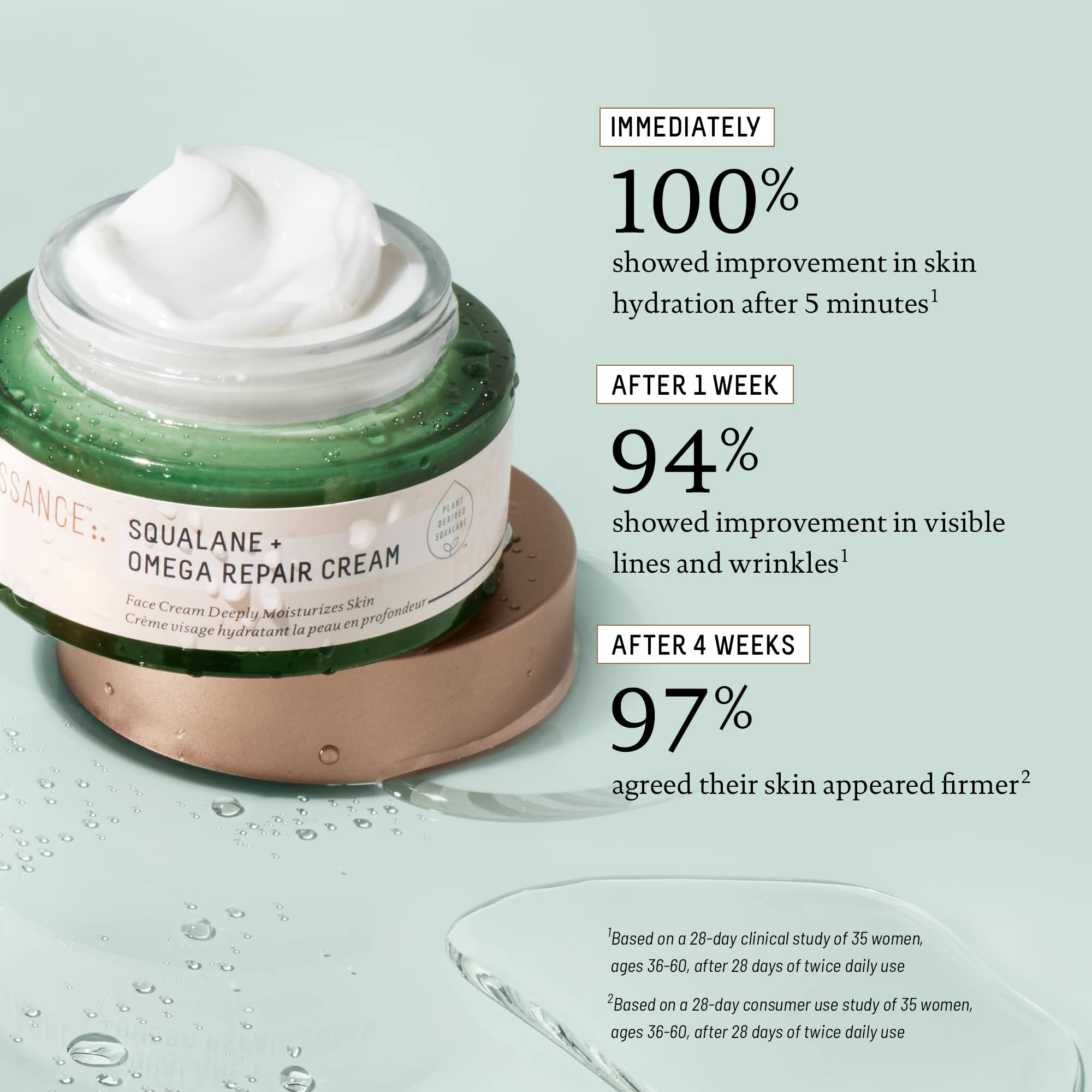 Biossance Squalane + Omega Repair Cream - Ultra-Rich Moisturizing Cream for Smooth, Plump Skin with No Greasy Feel - No Parabens or Fragrance (50ml)