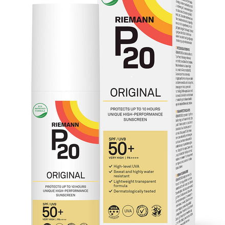 RIEMANN P20 Original SPF50 +Plus Spray 100ml, Advanced Sunscreen Protection, High Performance, Triple Protect + Sweat Resistance, Protects up to 10 Hours, Very Water Resistant, High UVA Protection