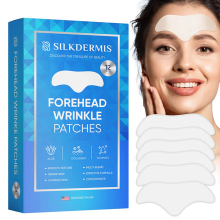 SILKDERMIS Forehead Wrinkle Patches, Moisturising Anti-Ageing Treatment, 12 Pcs