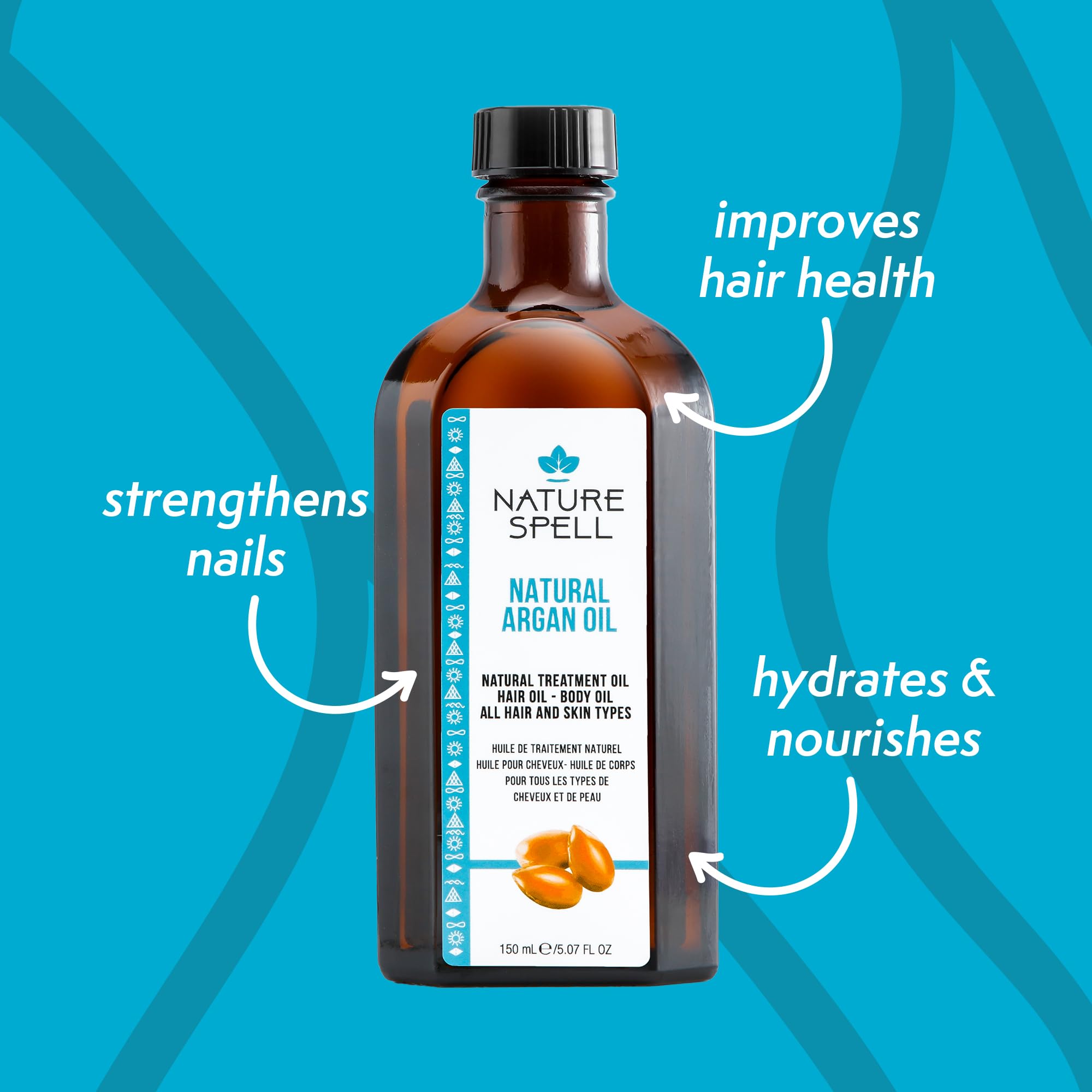 Nature Spell Argan Oil for Hair & Body, Targets Split Ends & Reduces Appearance of Scars, 5.07 Fl Oz