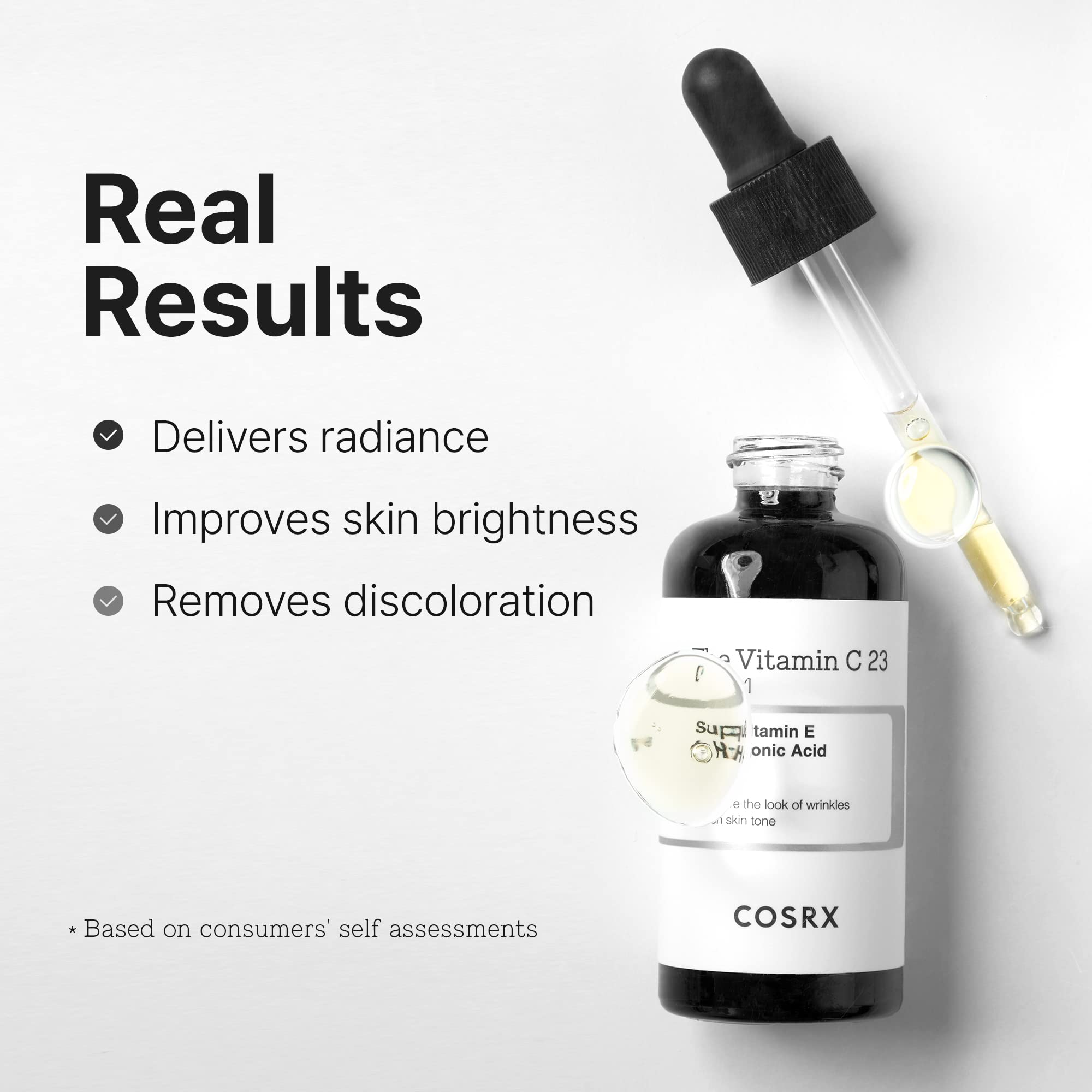 COSRX Pure Vitamin C 23% Serum with Vitamin E & Hyaluronic Acid, Brightening & Hydrating Facial Serum for Fine Lines, Uneven Skin Tone & Dull Skin, Korean Skincare, 0.7oz/20g