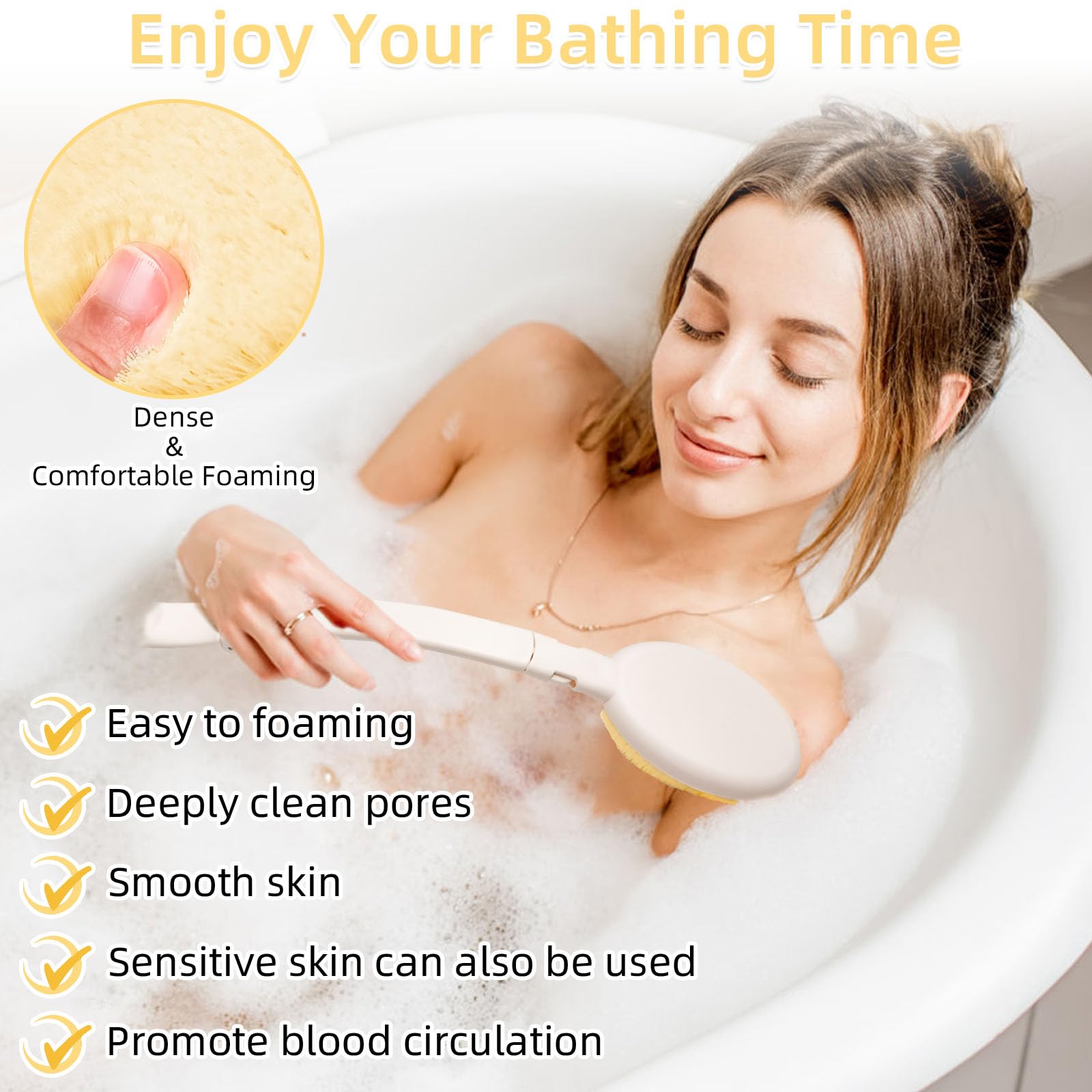 LFJ Long Handled Sponge, Dry Body Brush Bathing Accessories Back Cream Applicator