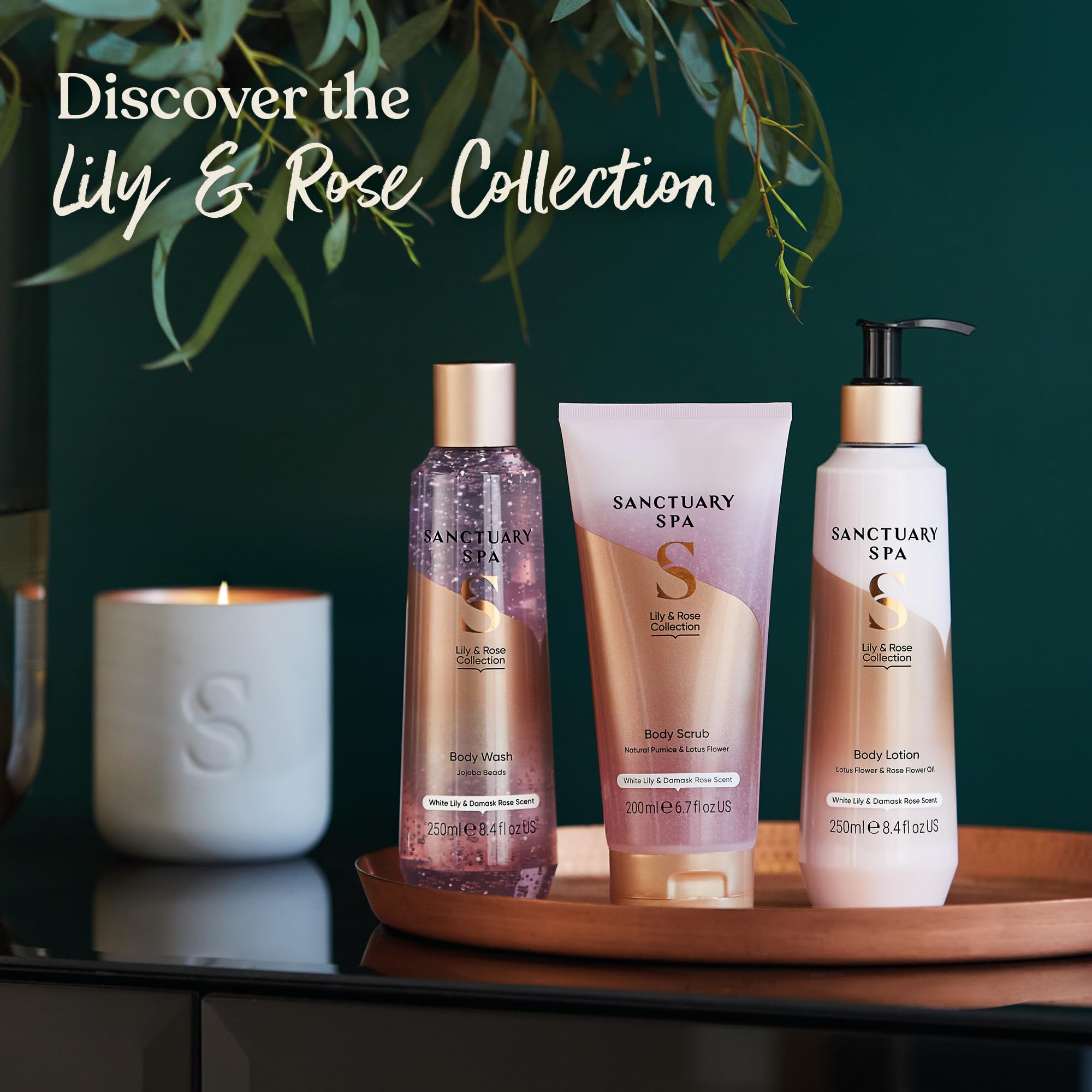 SANCTUARY Spa Lily And Rose Body Lotion, Body Moisturiser, With Lotus Flower And Vitamin C, Vegan And Cruelty Free 250ml