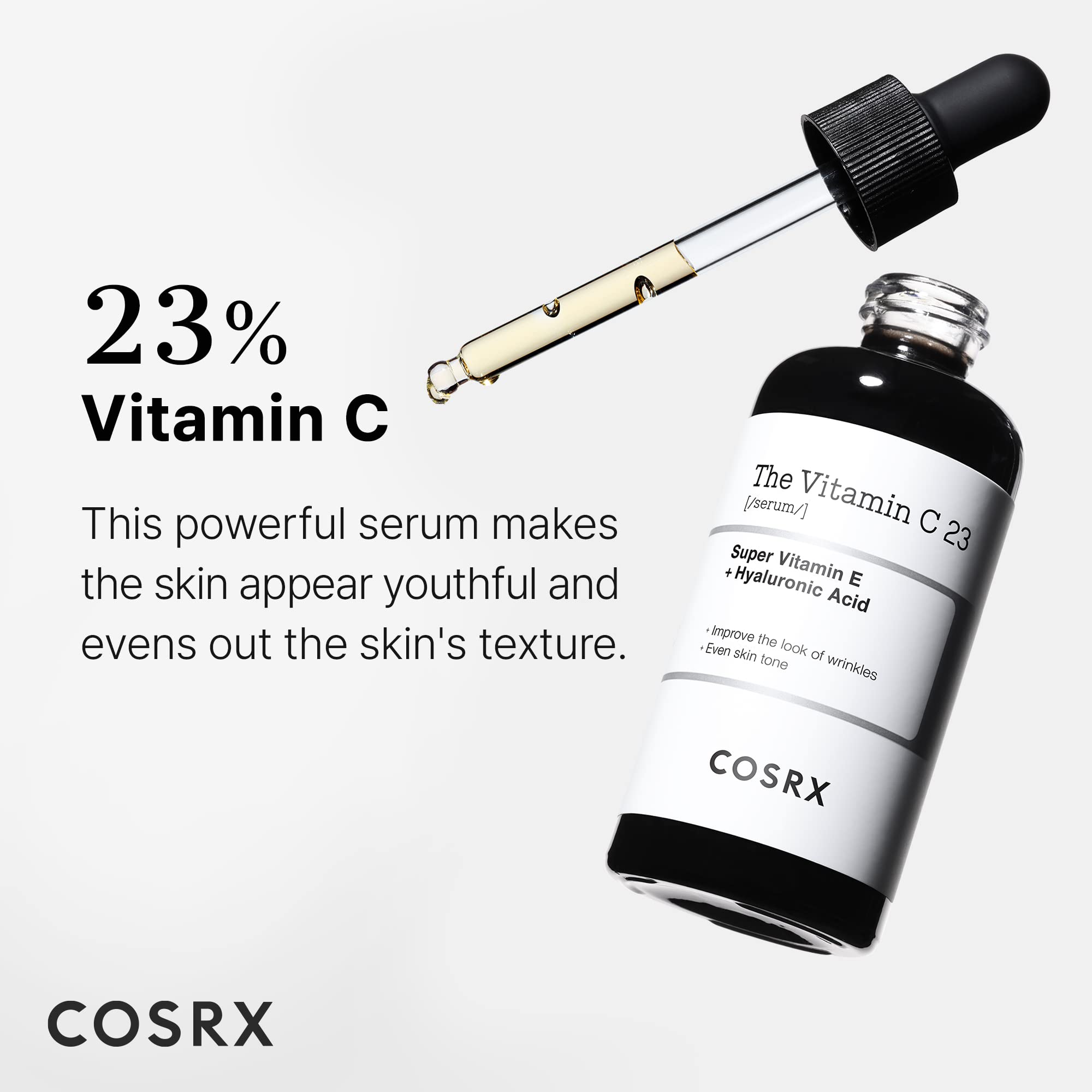 COSRX Pure Vitamin C 23% Serum with Vitamin E & Hyaluronic Acid, Brightening & Hydrating Facial Serum for Fine Lines, Uneven Skin Tone & Dull Skin, Korean Skincare, 0.7oz/20g
