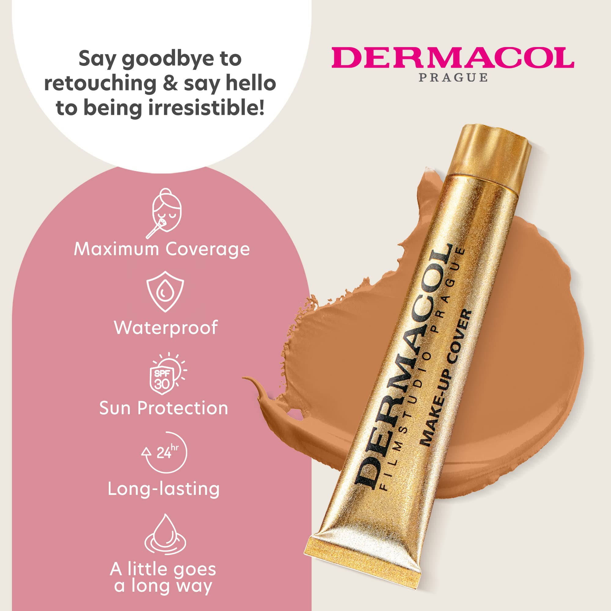 Dermacol - Full Coverage Foundation, Liquid Makeup Matte Foundation with SPF 30, Waterproof Foundation for Oily Skin, Acne, & Under Eye Bags, Long-Lasting Makeup Products, 30g - Shade 224