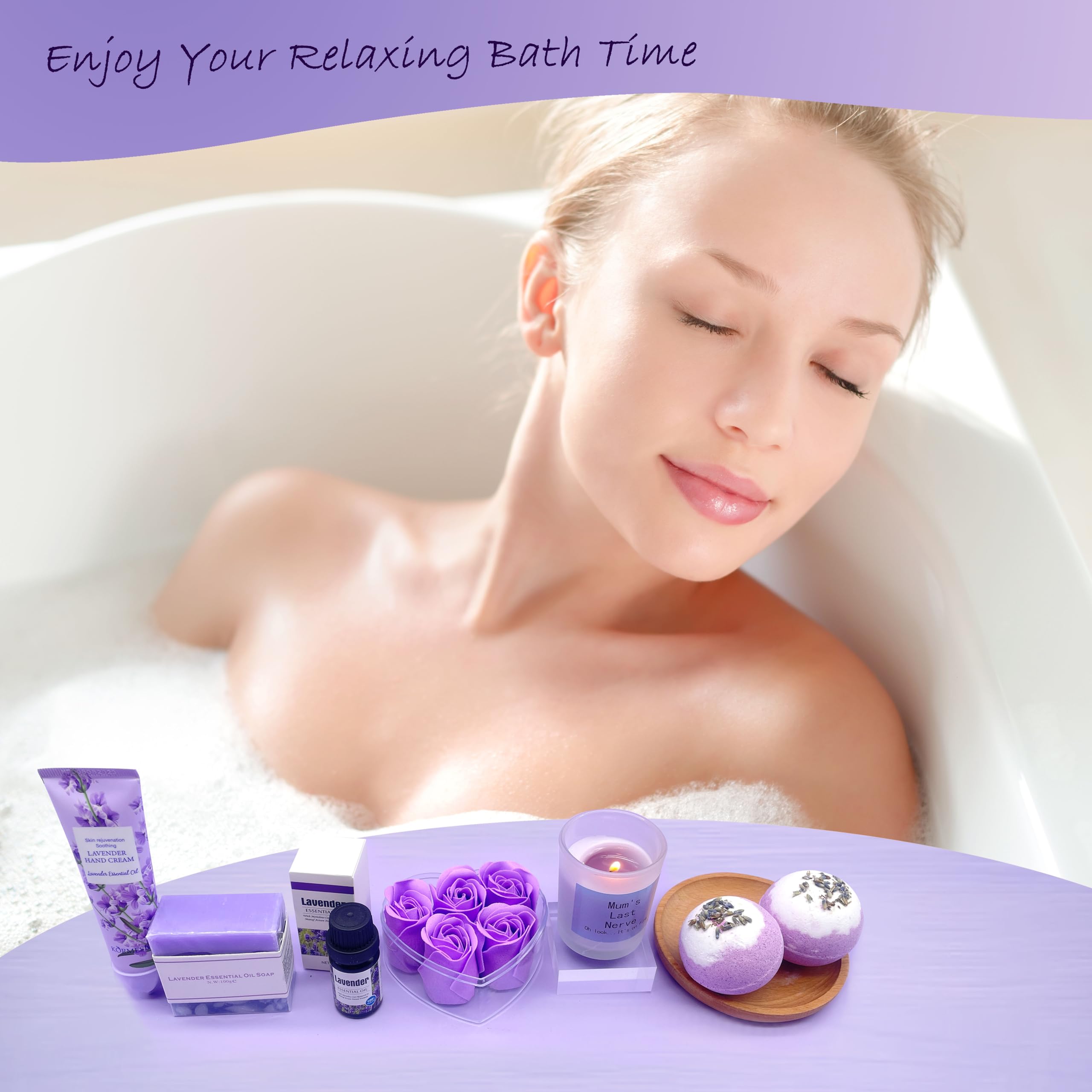 Mothers Day Pamper Gifts for Mum, Mum Birthday Gifts,Gift Set for Women, Unique Lavender Self Care Mummy Gifts, Best Mum Gifts, Relaxation Spa Bath Set for Her, Get Well Soon Gift Ideas for Mother