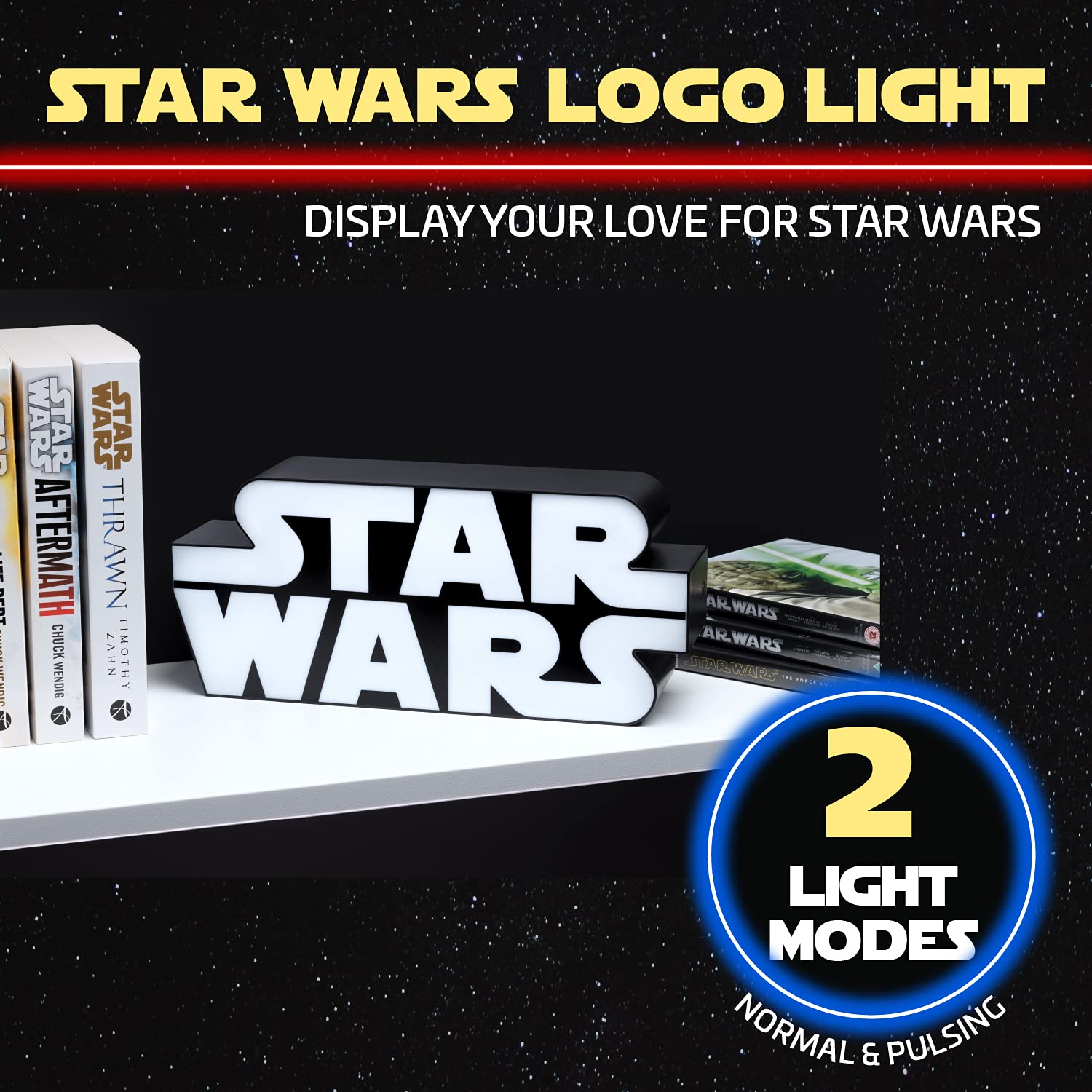 Star Wars Logo Light, Wall Mountable and Freestanding, Officially Licensed Merchandise