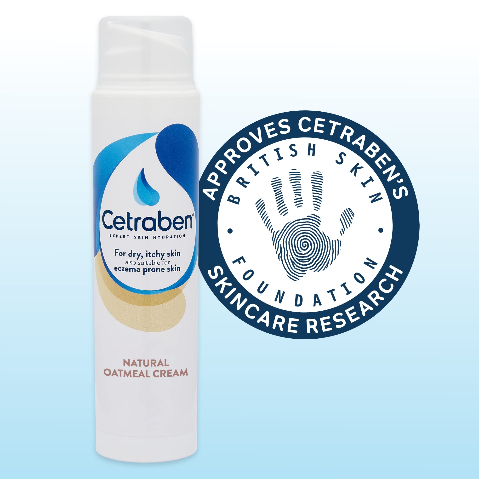 Cetraben Natural Oatmeal Cream, Body Cream, Dry Skin Moisturiser Suitable For Sensitive and Eczema-Prone Skin – 190g