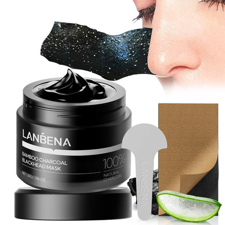 LANBENA Bamboo Charcoal Pore Strips(30g/1.06 Oz), 60 pcs Nose Strip with Blackhead Remover, Black HeadRemover for Face, Blackhead Re mover Kit, NoseStrips forBlackheads